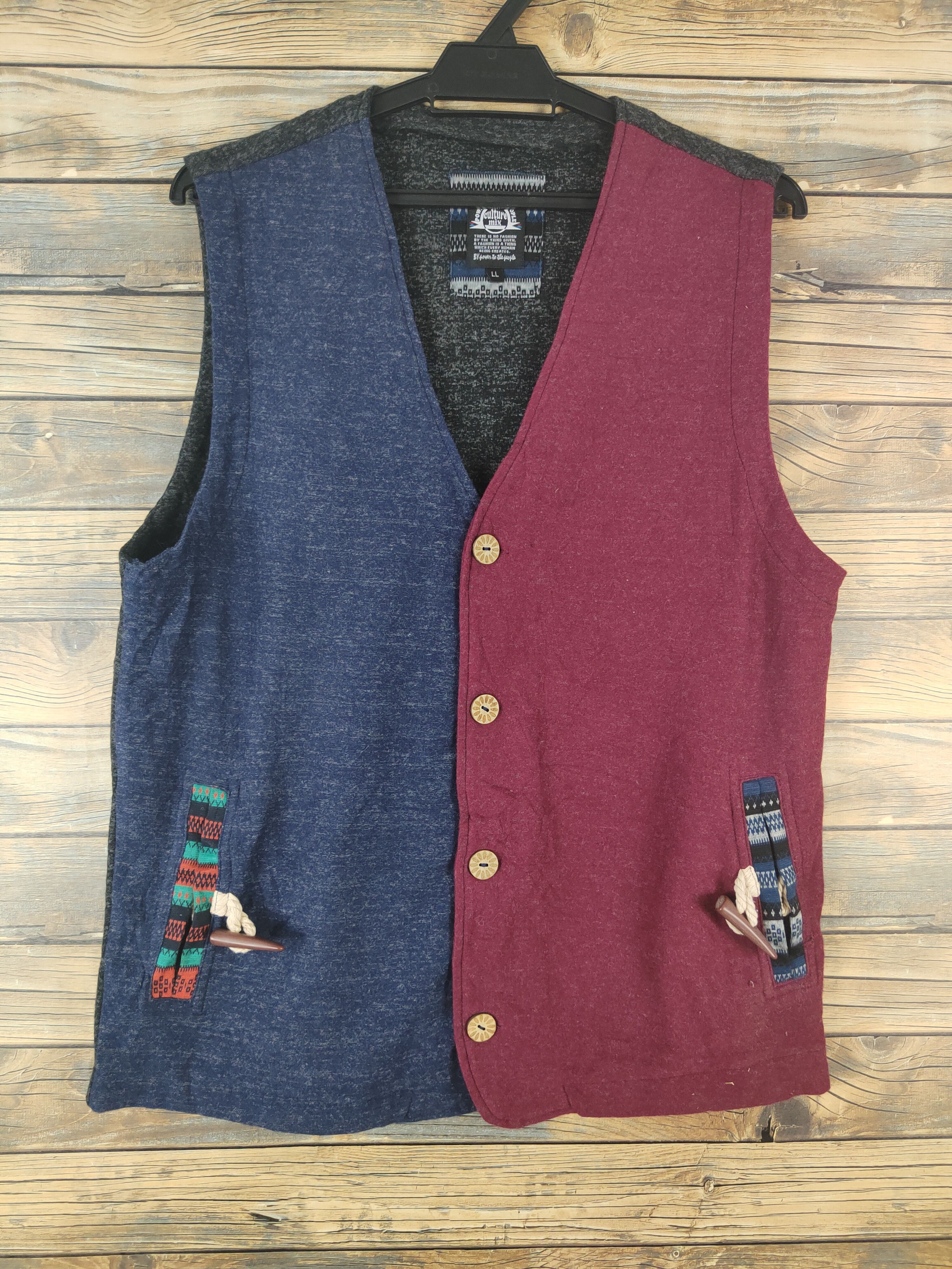 Japanese Brand × Vintage Retro stuff 🔥 Power to the people Blue Red Vests Size US M / EU 48-50 / 2 - 1 Thumbnail