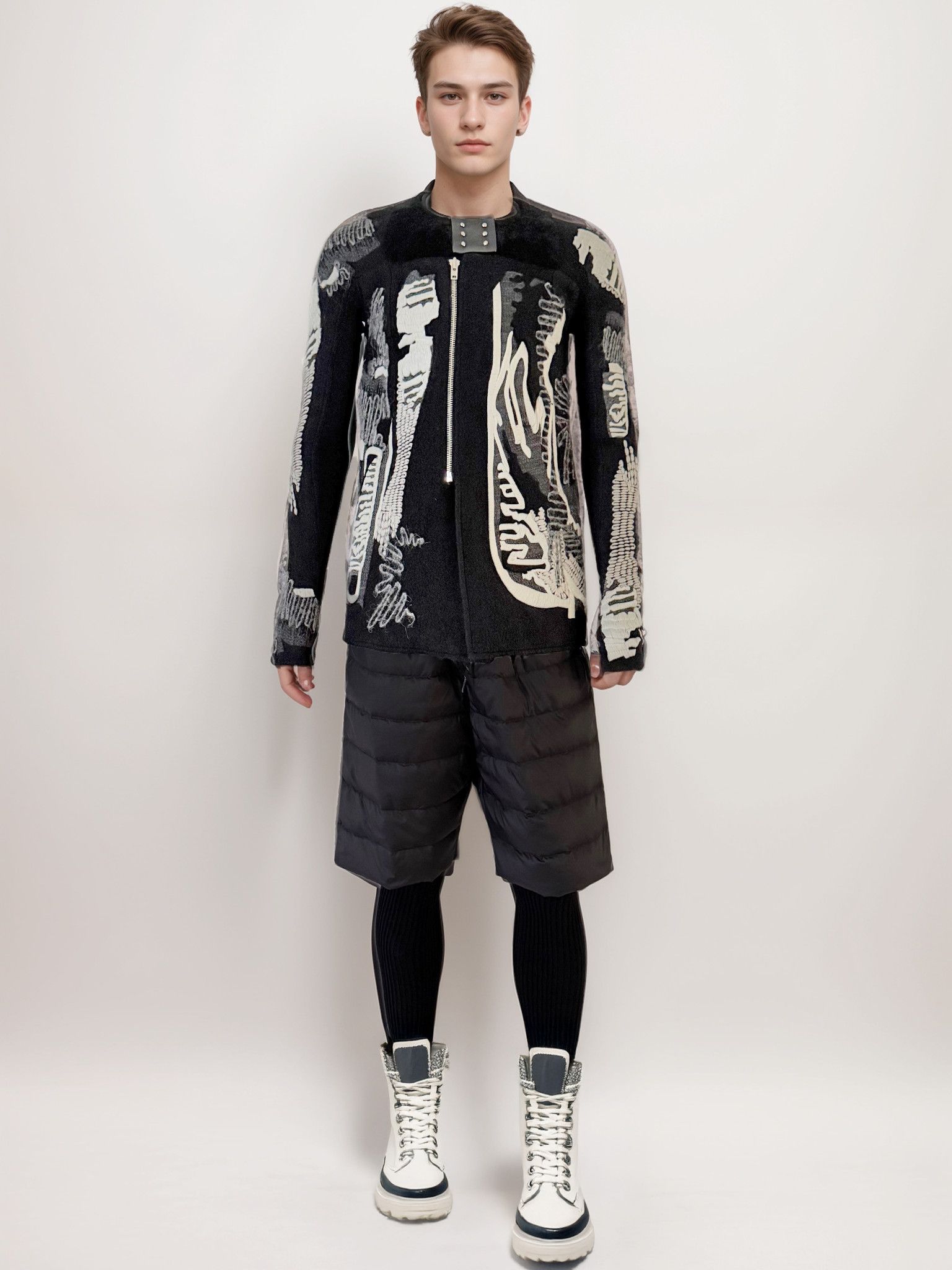 Rick Owens Runway MOODY FW14 Cashmere Embroidered Size US XXS / EU 40 - 1 Thumbnail