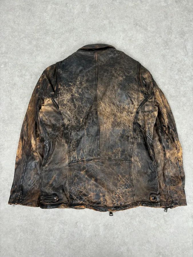 Giorgio Brato Giorgio Brato Brown Eroded Leather Asymmetrical Biker Jacket Size US S / EU 44-46 / 1 - 5 Thumbnail