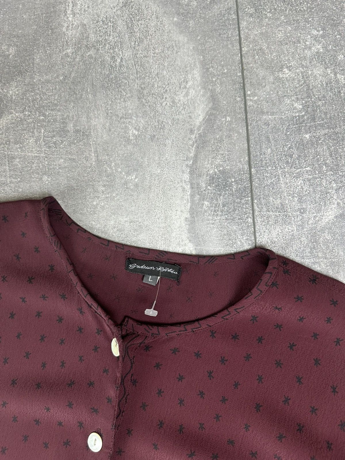 Gudrun Sjoden Gudrun Sjöden Button-Down Shirt Burgundy Printed Dress Size L / US 10 / IT 46 - 7 Thumbnail