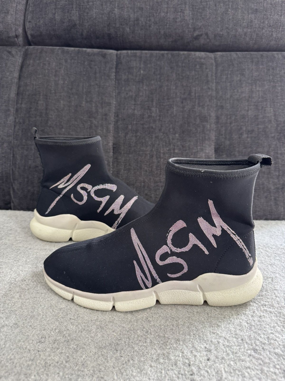 MSGM MSGM z waves socks high top sneakers size 40 black Size US 10 / IT 40 - 2 Thumbnail