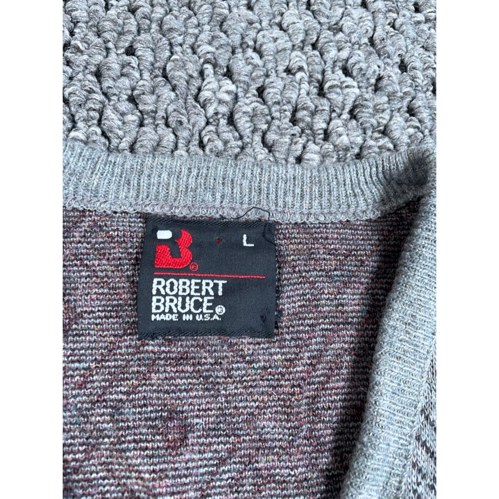 Vintage VINTAGE Robert Bruce Geometric Knit Sweater Adult Large Gray Lightweight V-Neck 80s Mens Size US L / EU 52-54 / 3 - 3 Thumbnail