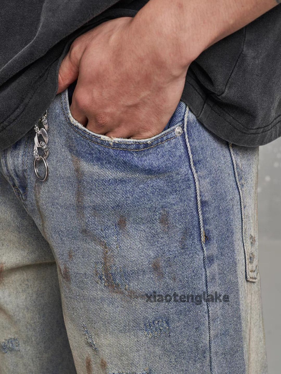 Jean × Vintage washed faded loose baggy stain paint damaged jeans Size US 30 / EU 46 - 6 Thumbnail