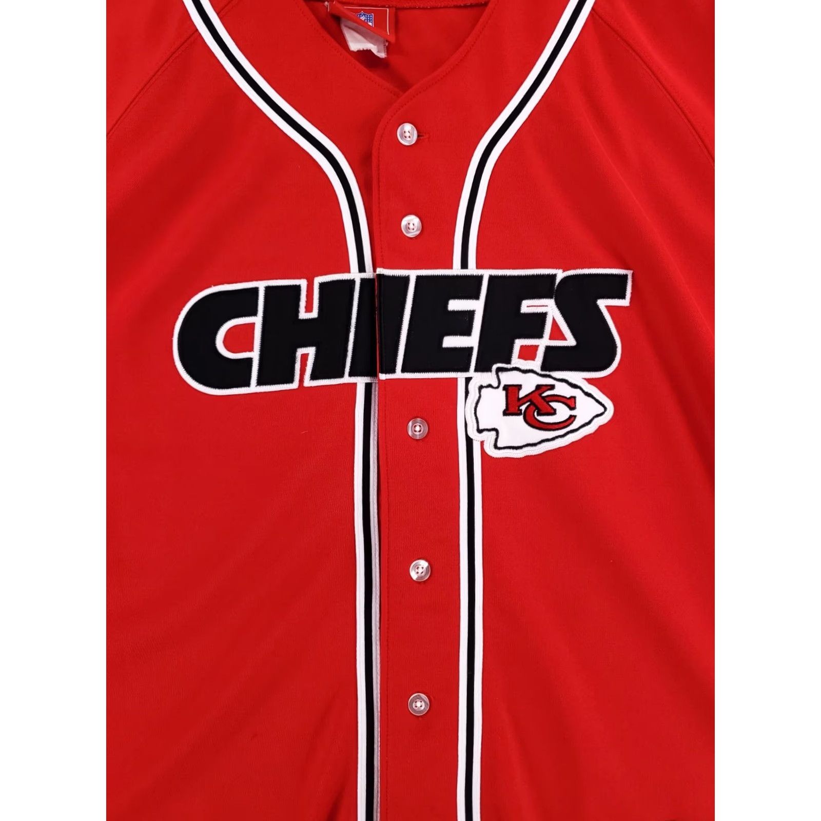 NFL VINTAGE Kansas City Chiefs NFL Button Up Shirt Jersey Spellout Mens XXXL Red Size US XXL / EU 58 / 5 - 3 Thumbnail