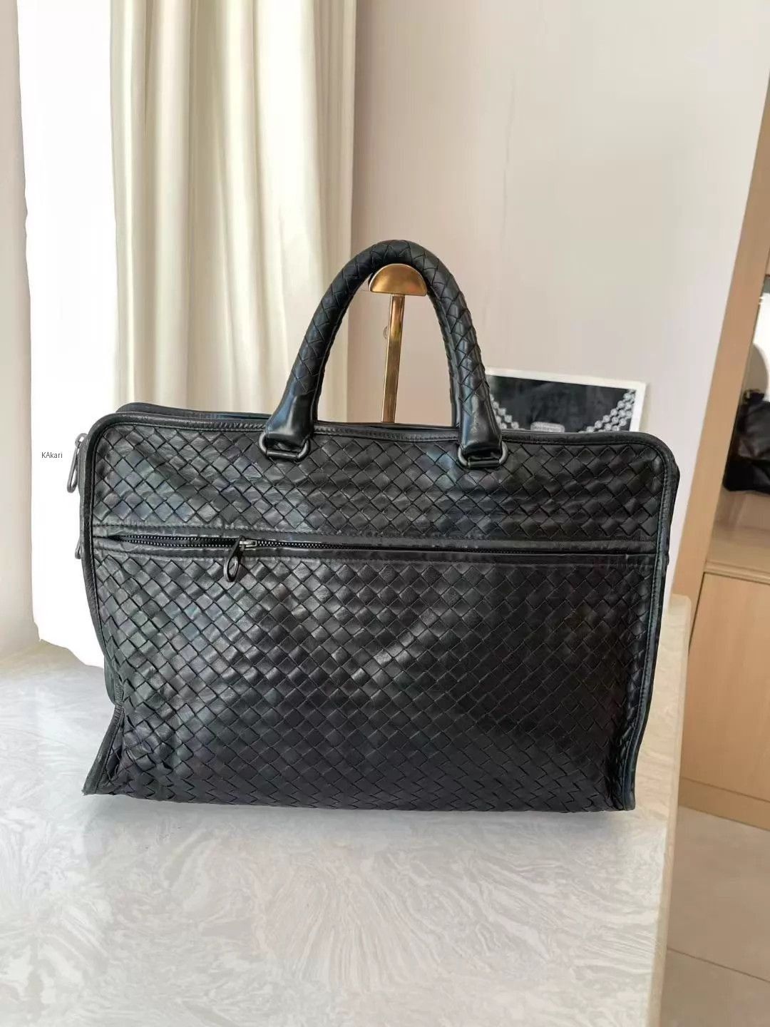Bottega Veneta Woven Black Leather Tote Bag Size ONE SIZE - 3 Thumbnail