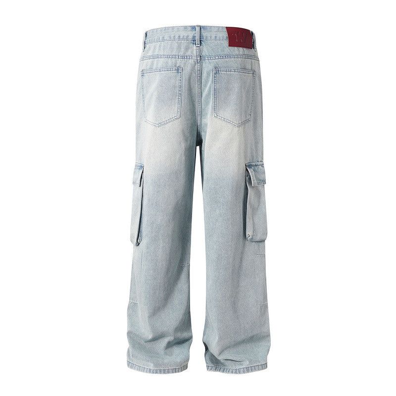 Japanese Brand × Jean High street washed loose wide leg patch pocket cargo jeans Size US 32 / EU 48 - 2 Thumbnail