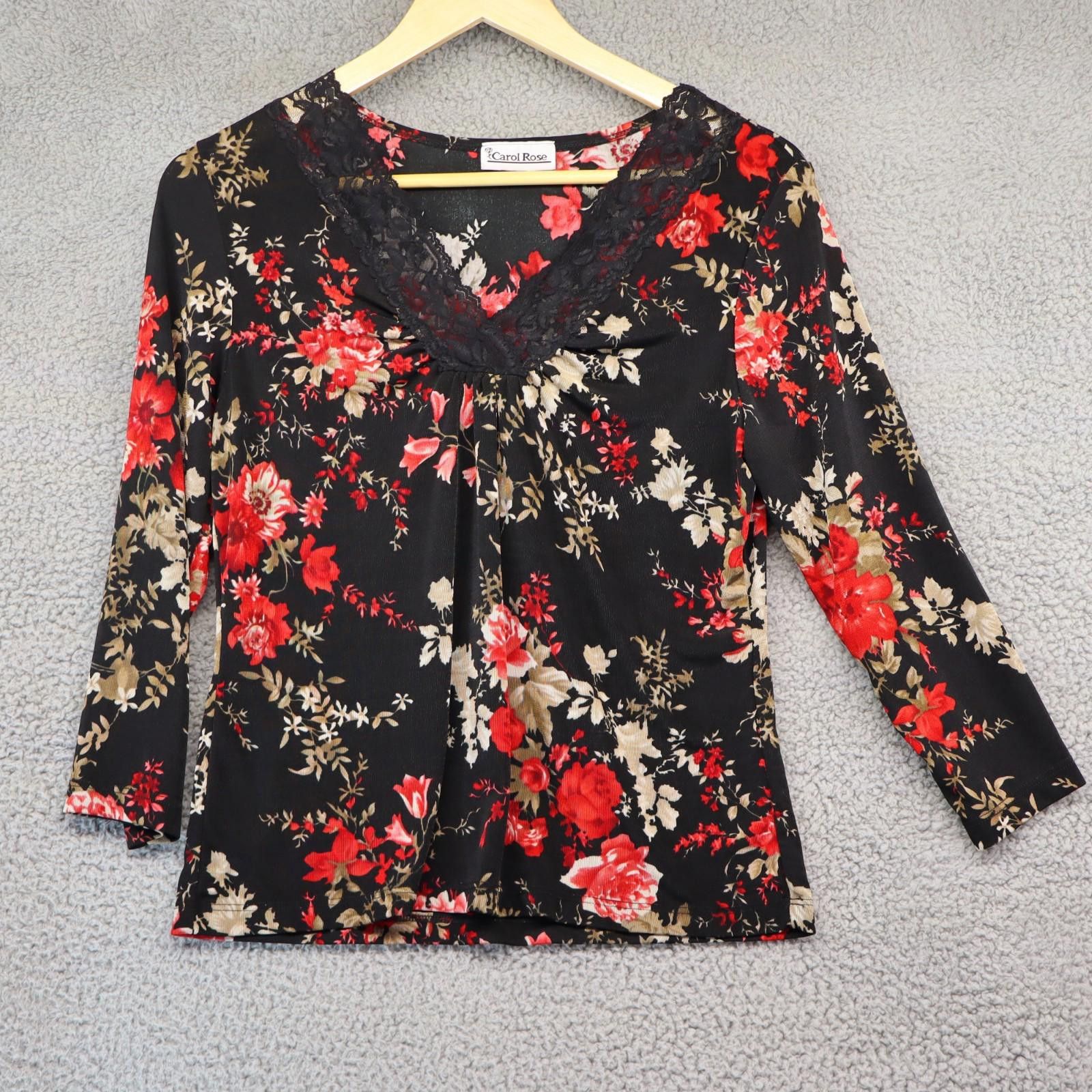 GIAN CARLO ROSSI Carol Rose 90s Blouse Large Made USA Floral Romantic Goth Size L / US 10 / IT 46 - 1 Thumbnail