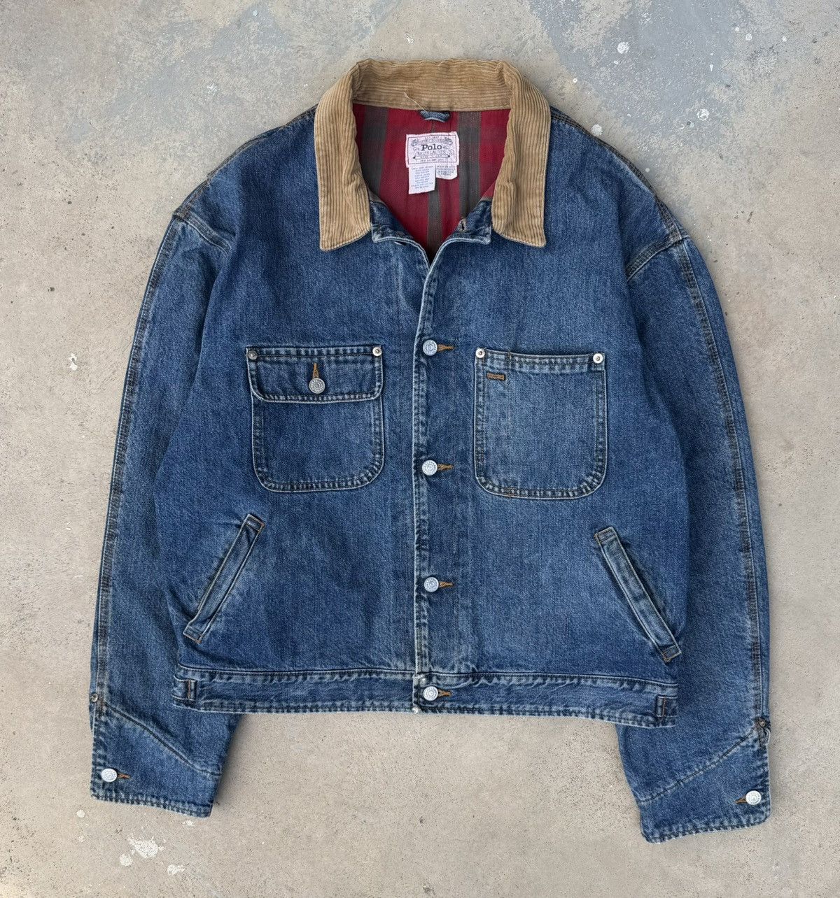 Polo Ralph Lauren Vintage Polo Ralph Lauren Denim Work Jacket Plaid Lining Size US L / EU 52-54 / 3 - 6 Thumbnail