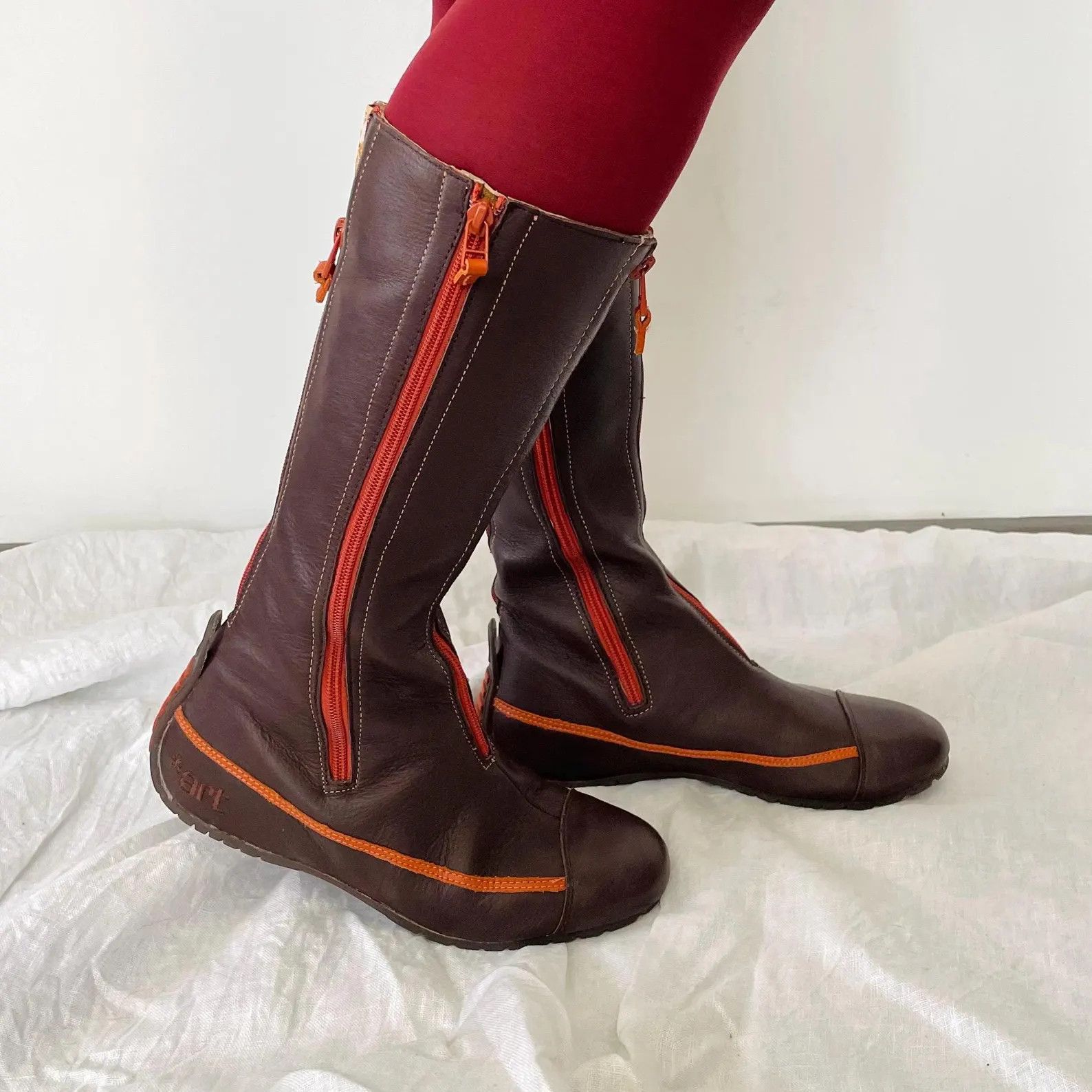 Y2K The Art Company Brown Leather Zip Boots – EU38 / US7