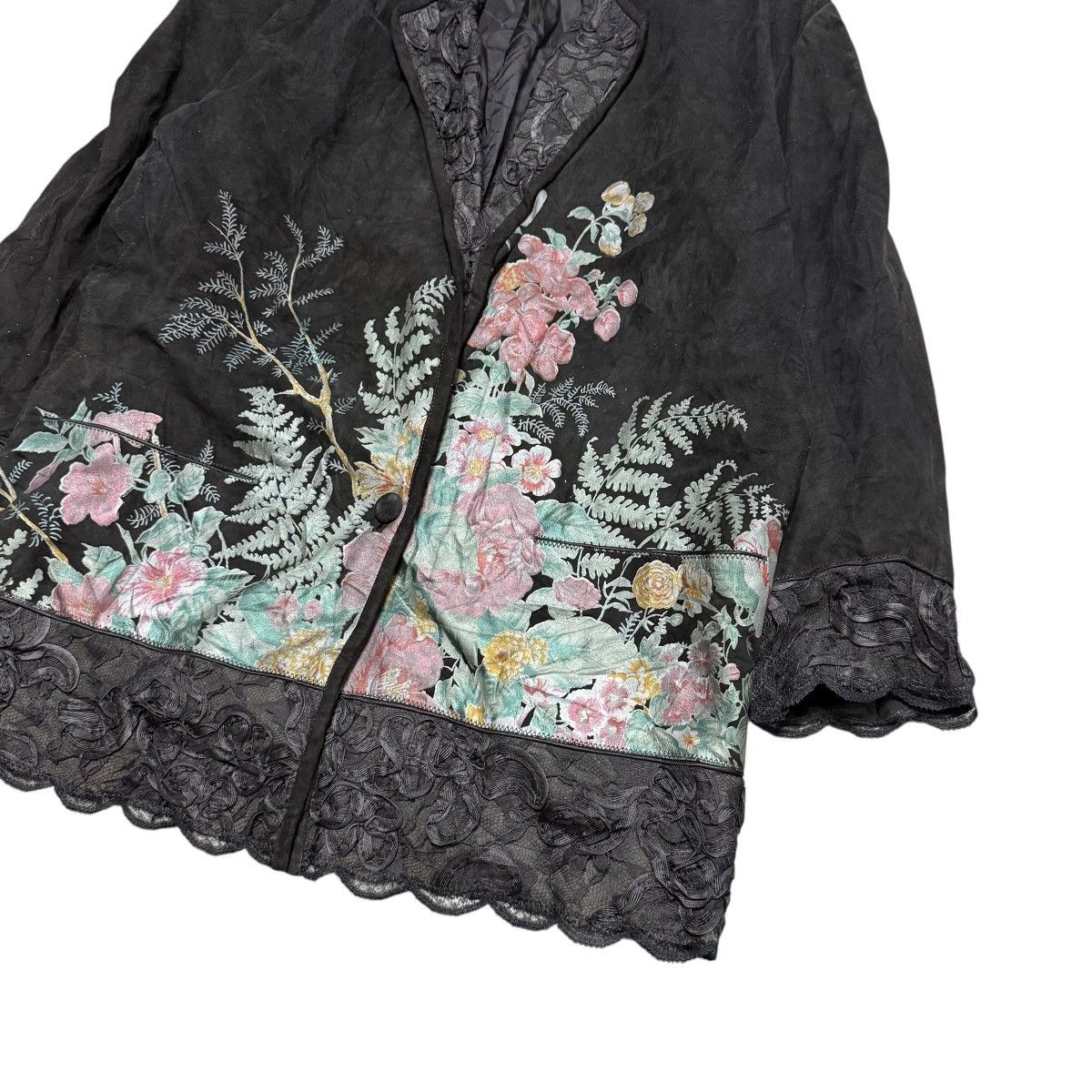 Roberto Cavalli Vtg 70s Roberto Cavalli Flower Design Suede Leather Jacket Size S / US 4 / IT 40 - 3 Thumbnail