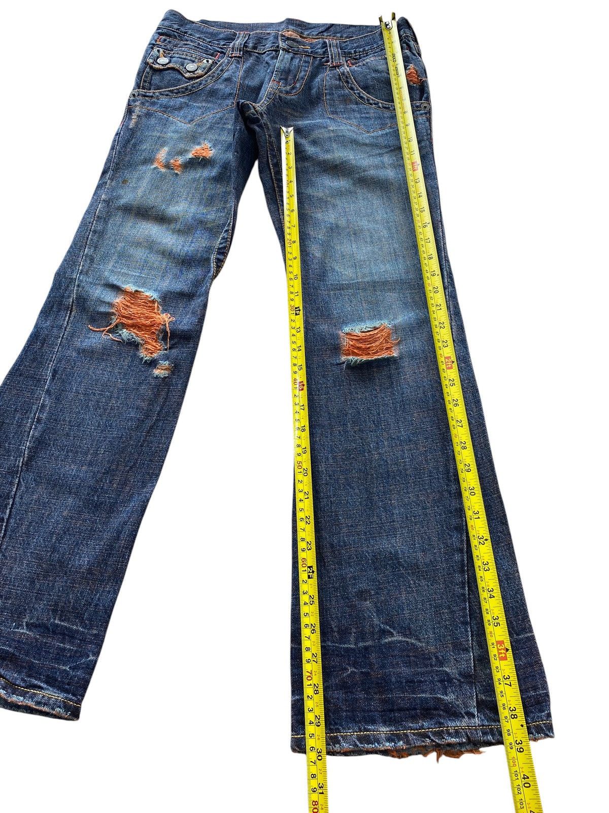 PPFM PPFM Custom Blue Wash Ripped Style Flare Jeans Size US 31 - 8 Thumbnail