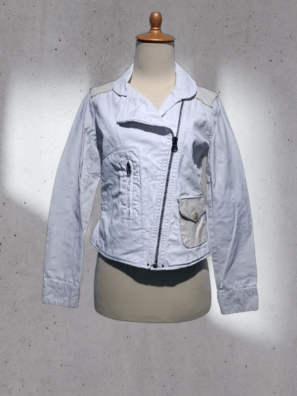 Polo Ralph Lauren Polo Ralph Lauren Crop Biker Jacket Waxed Cotton Mix Leather Size S / US 4 / IT 40 - 1 Thumbnail