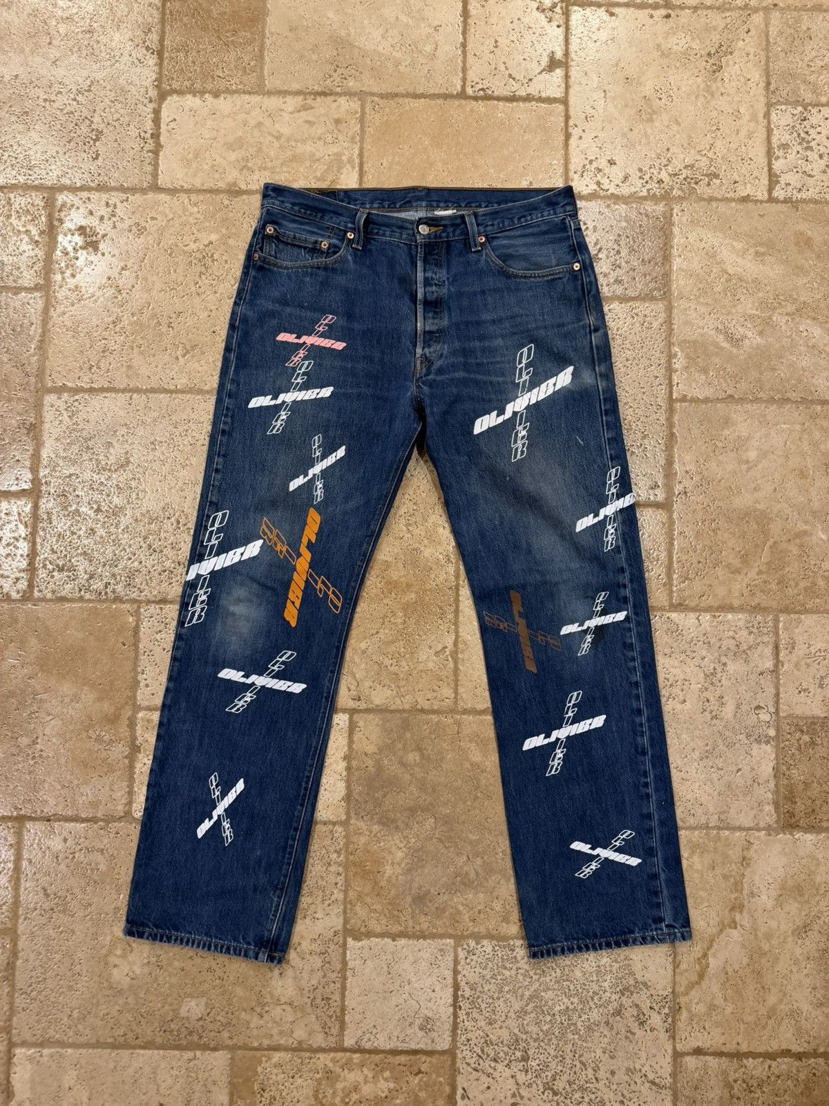 Levi's Levi’s x Oliver Rogers Blue Denim wash Mulicolor Logo Jeans Size US 36 / EU 52 - 5 Thumbnail