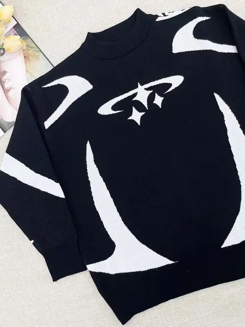 Japanese Brand Y2K Star Pattern Sweater Winter Warm Fleece Retro Aesthetic Size US M / EU 48-50 / 2 - 3 Thumbnail