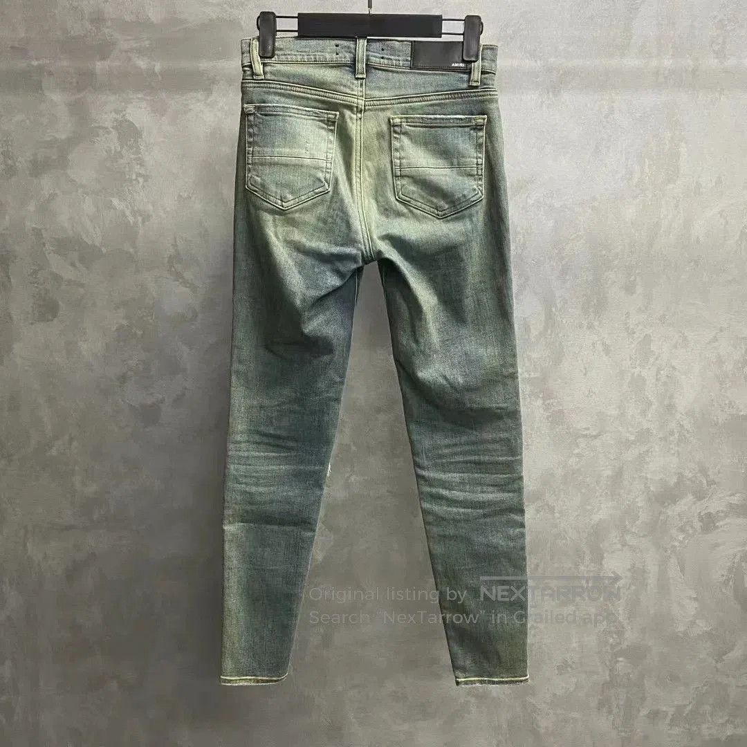 Amiri Amiri Blue Leather Patchwork Zipper Hem Jeans. Size 26" / US 2 / IT 38 - 2 Thumbnail