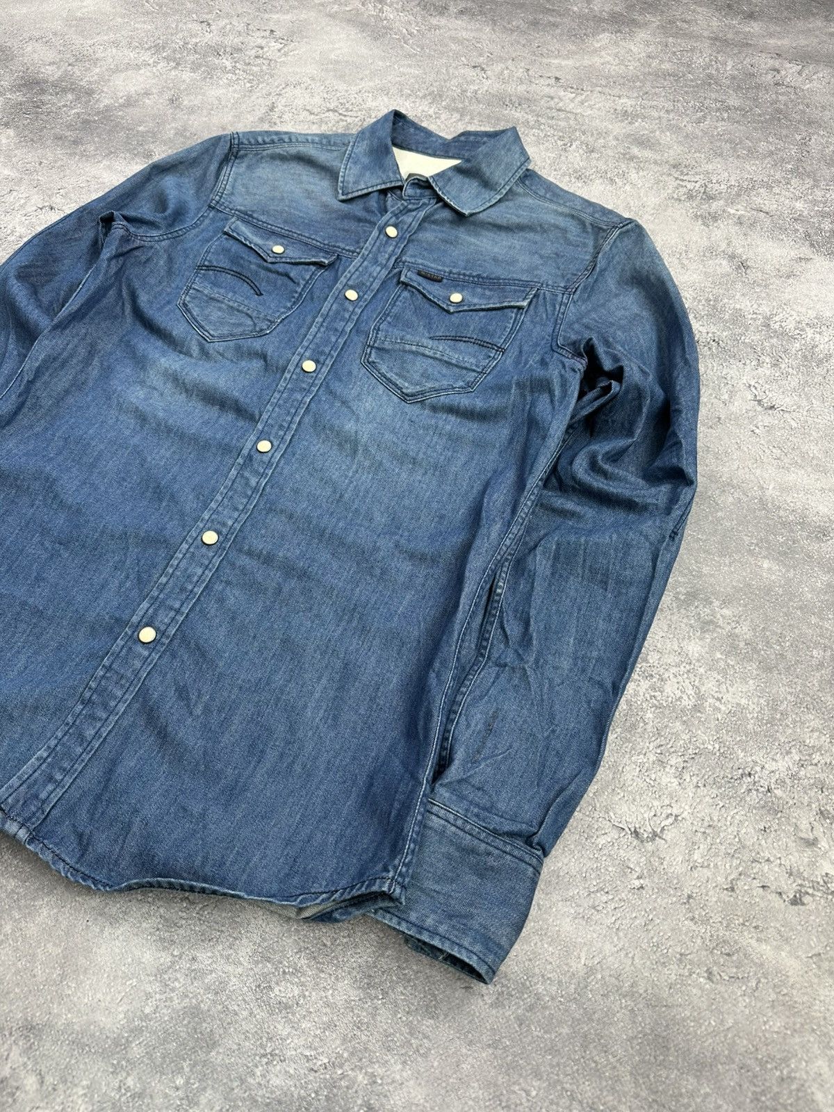 G-Star G-Star Raw Denim Shirt Blue Western Faded Over Shirt y2k Size US S / EU 44-46 / 1 - 4 Thumbnail