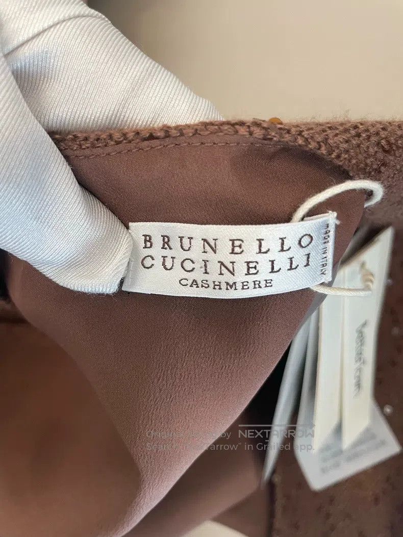 Brunello Cucinelli Brunello Cucinelli Dark brown sequin cashmere vest Size L / US 10 / IT 46 - 3 Thumbnail