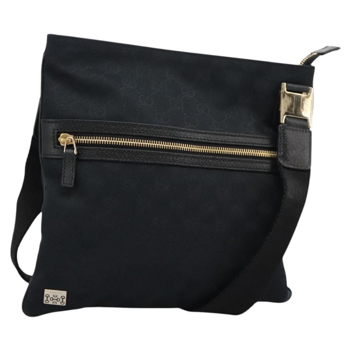 Gucci GG Canvas Shoulder Bag Black Gold, Women's