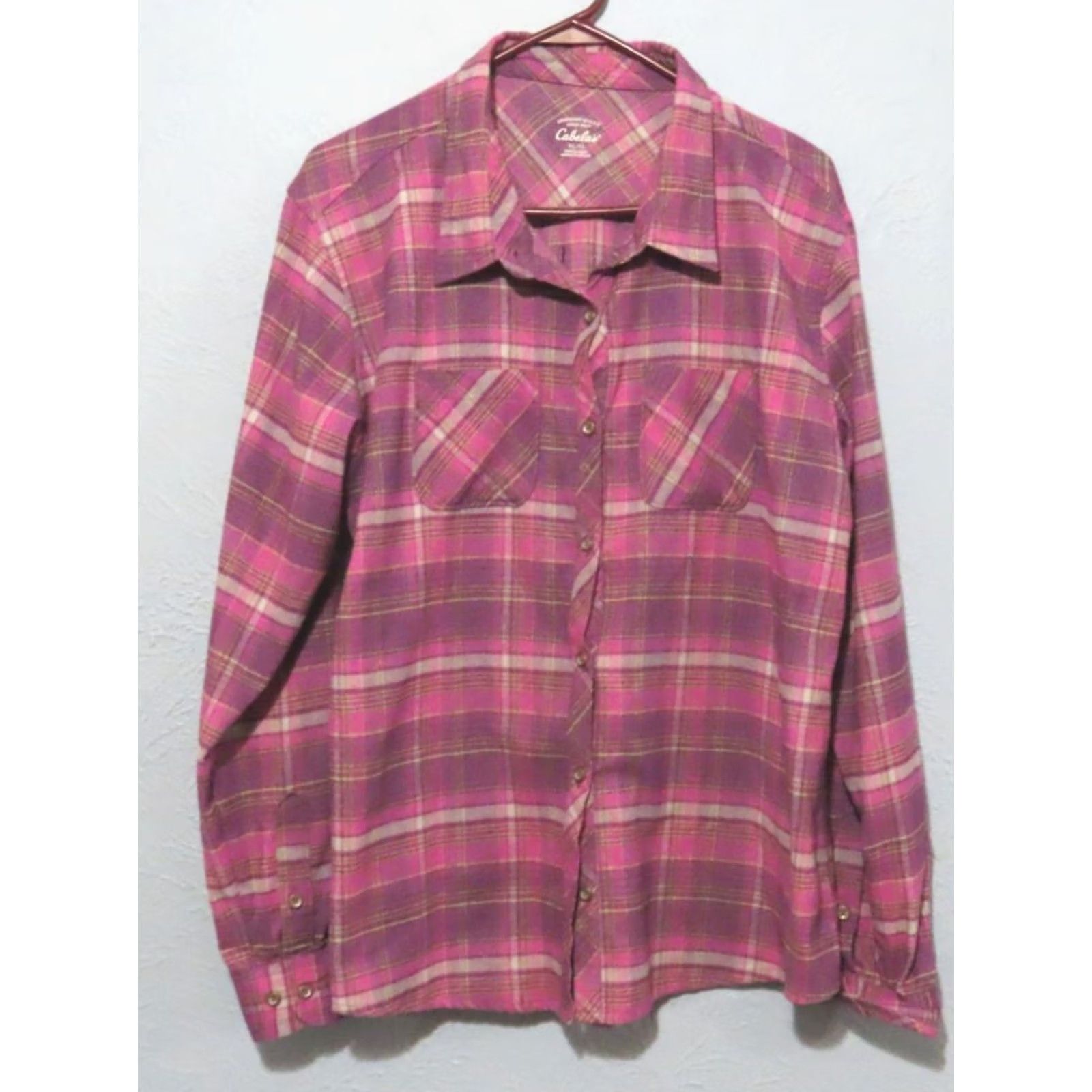 Vintage Cabela's Women's XL Flannel Long Sleeve Purple Shirt Top Button-Up Blouse Knit? Wait. Size XL / US 12-14 / IT 48-50 - 2 Thumbnail