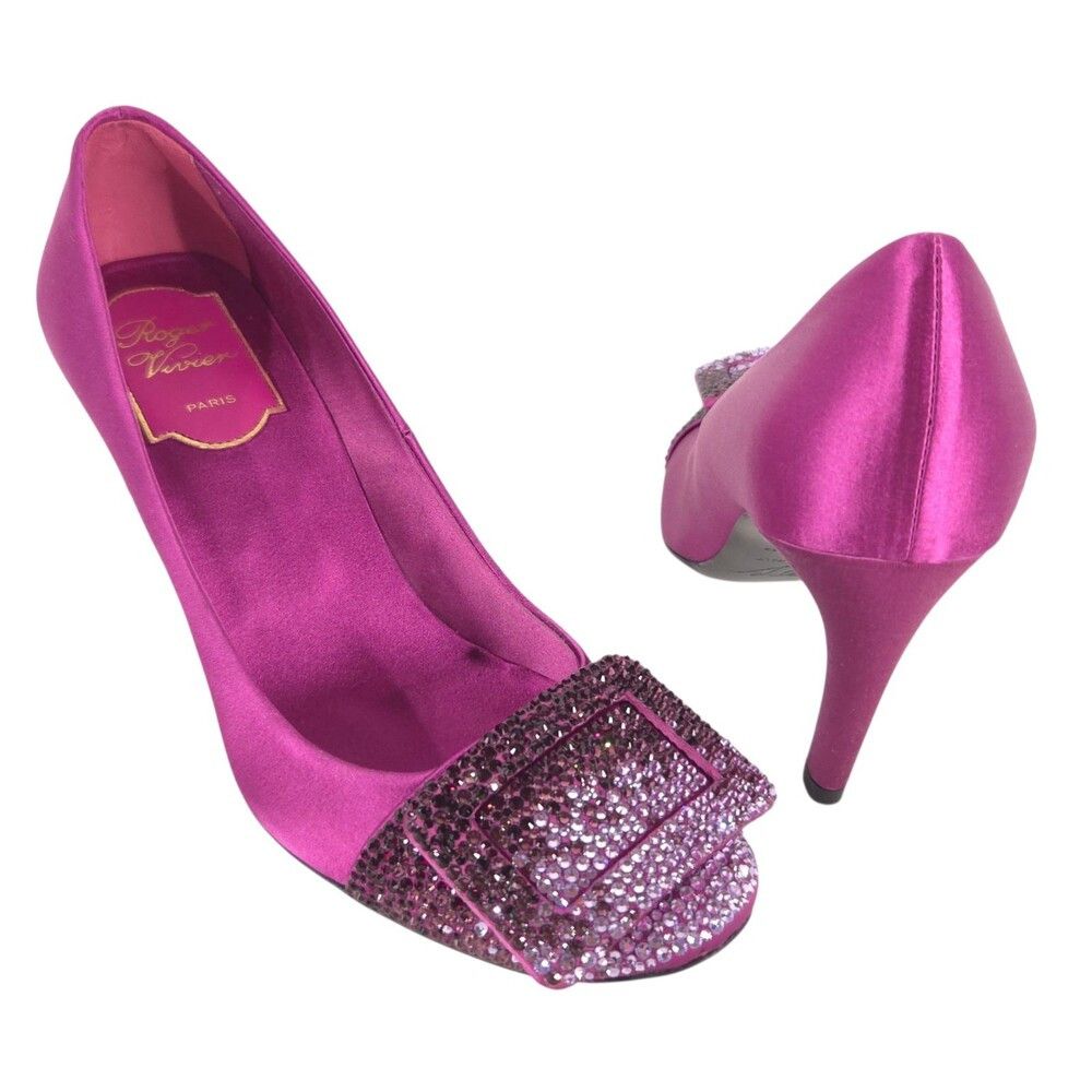 Roger Vivier Roger Vivier Flower Strass Satin Pumps US 5.5 EU 35.5 Women Size US 5.5 / IT 35.5 - 1 Thumbnail