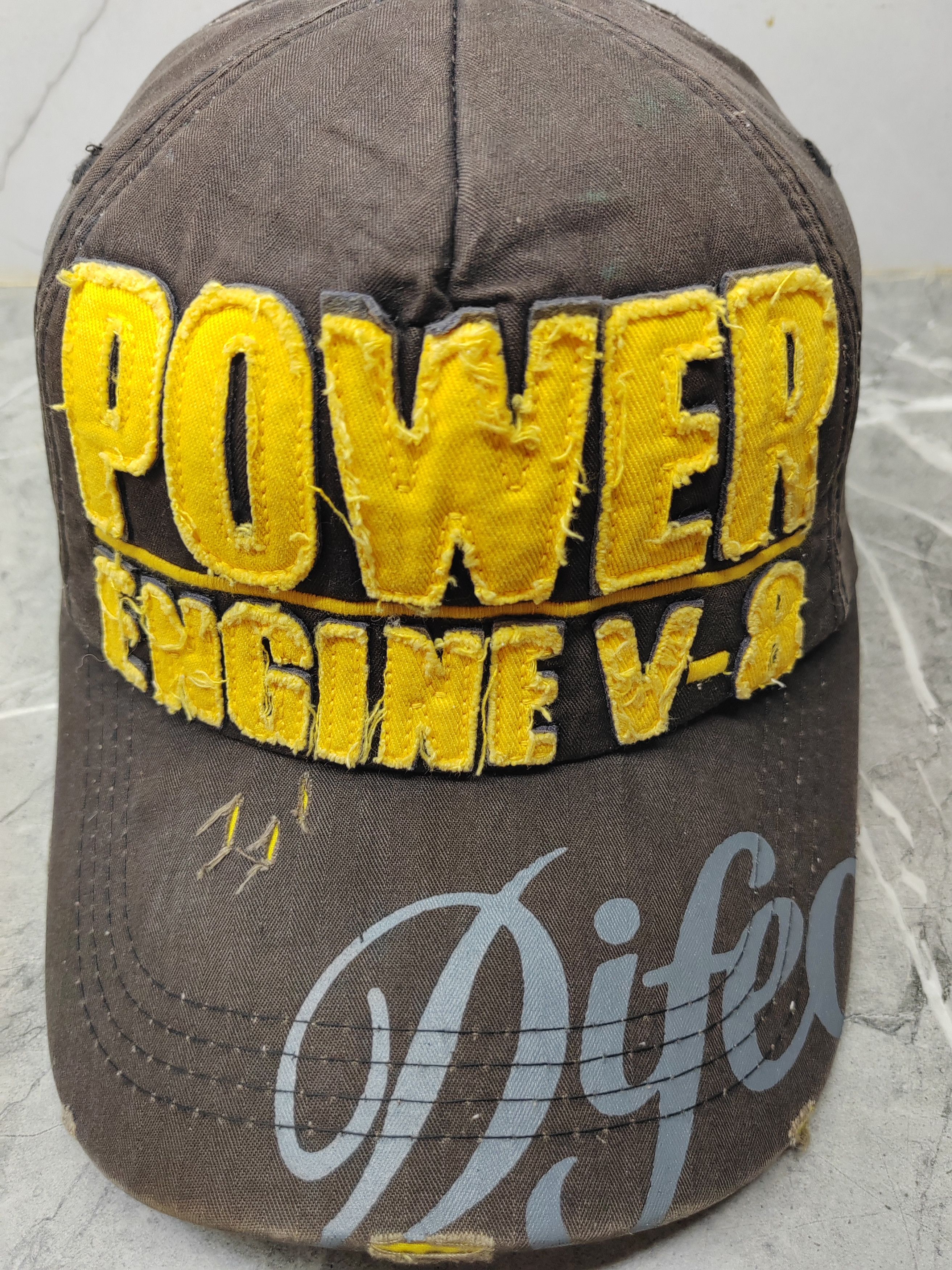 Vintage Vintage Power Engine V8 Distressed Style Cap Hat Size ONE SIZE - 3 Thumbnail