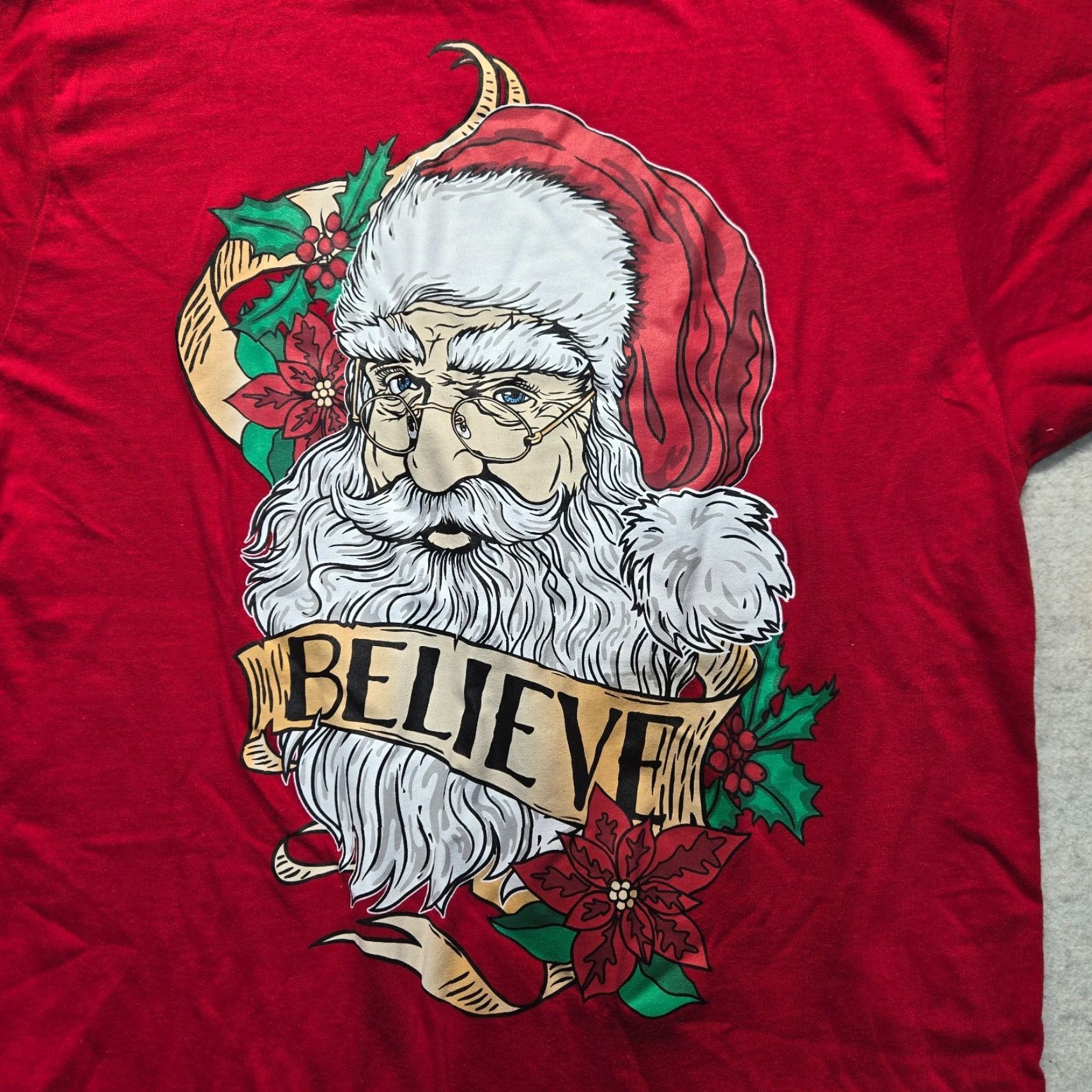 Vintage Believe Shirt Adult M Red Christmas Santa Claus Graphic Tee Crewneck Short Sleeve Men’s M Shirt Size US M / EU 48-50 / 2 - 2 Thumbnail
