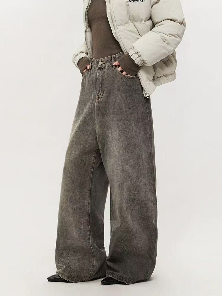 Vintage American retro washed distressed wide-leg jeans for men Size US 32 / EU 48 - 4 Thumbnail