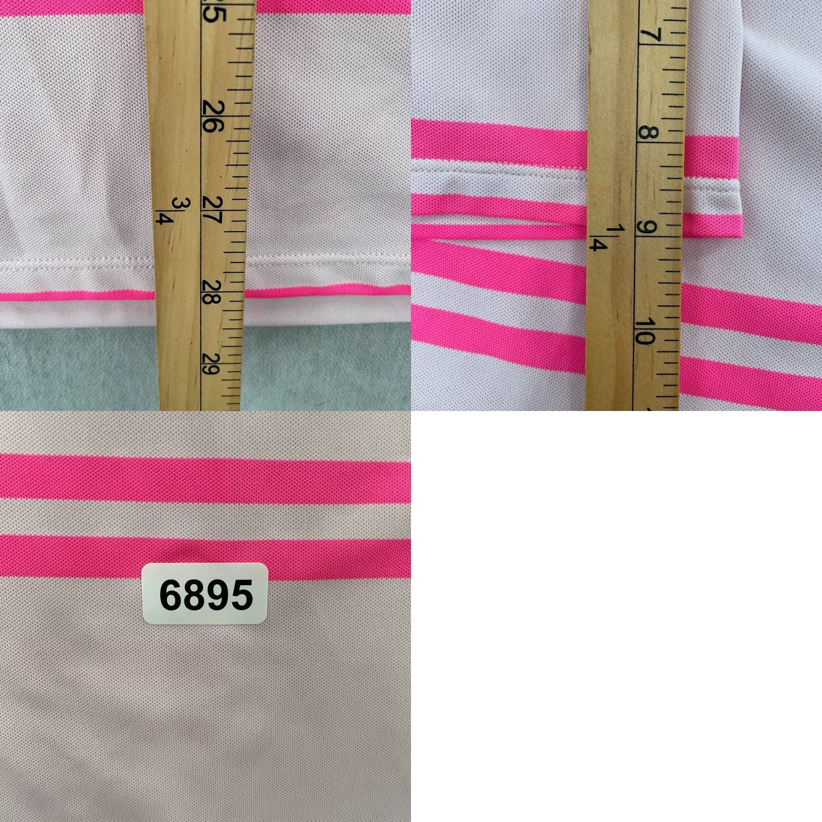 Vintage G Fore Polo Shirt Men Large Pink Striped Performance Golf Casual