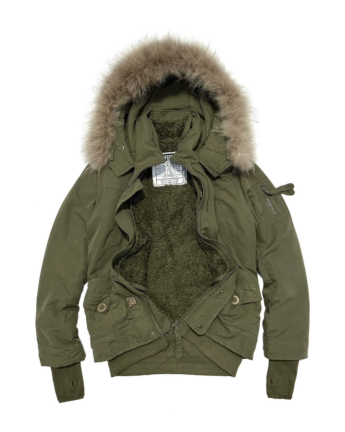 SLY Raccoon Fur Military Jacket Y2K ギャル If Six Was Nine × Japanese Brand Sly parka fur jacket | Grailed