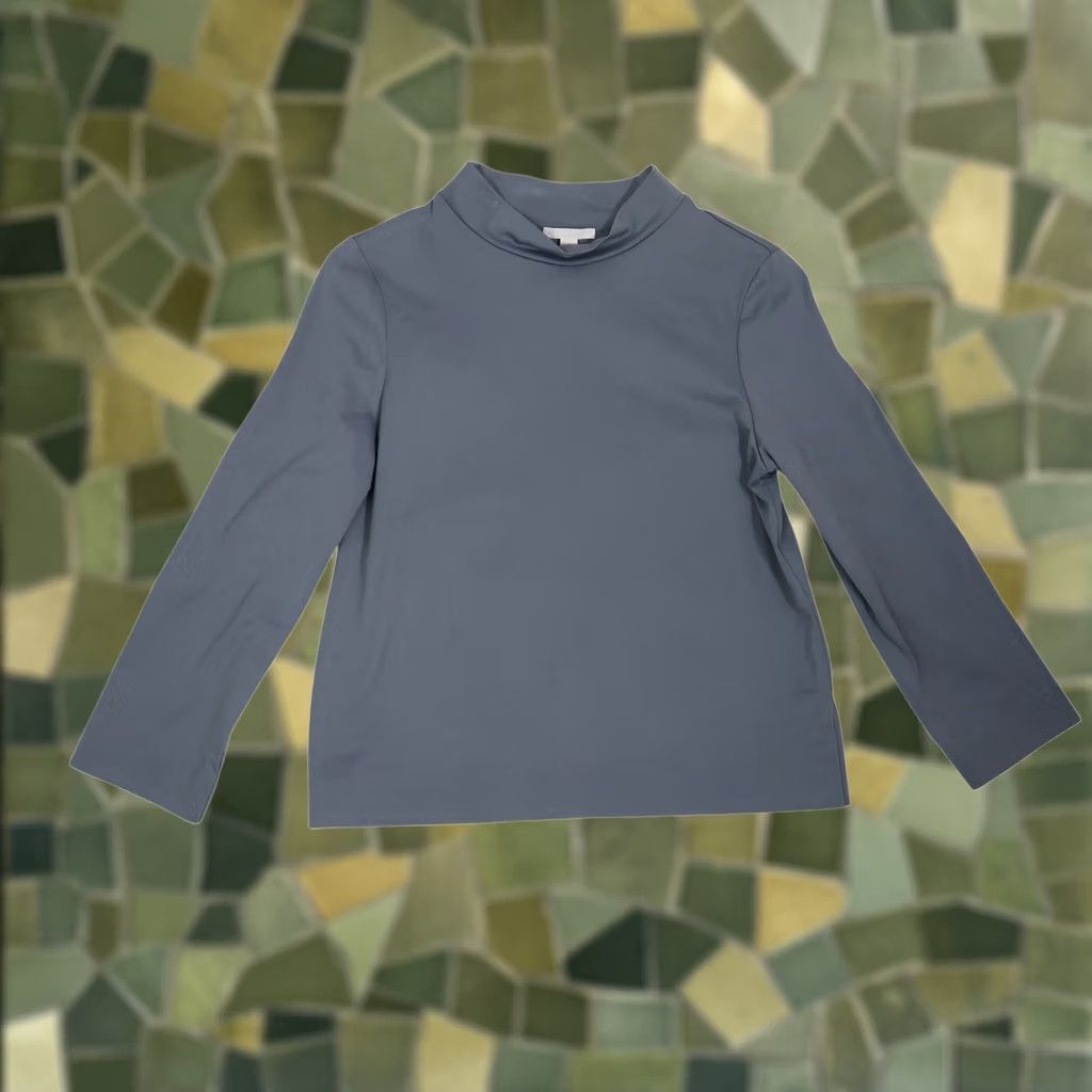 Cos Cos Slate Grey Cotton Long Sleeve Mockneck Fitted Stretchy Tee XS Size XS / US 0-2 / IT 36-38 - 1 Thumbnail
