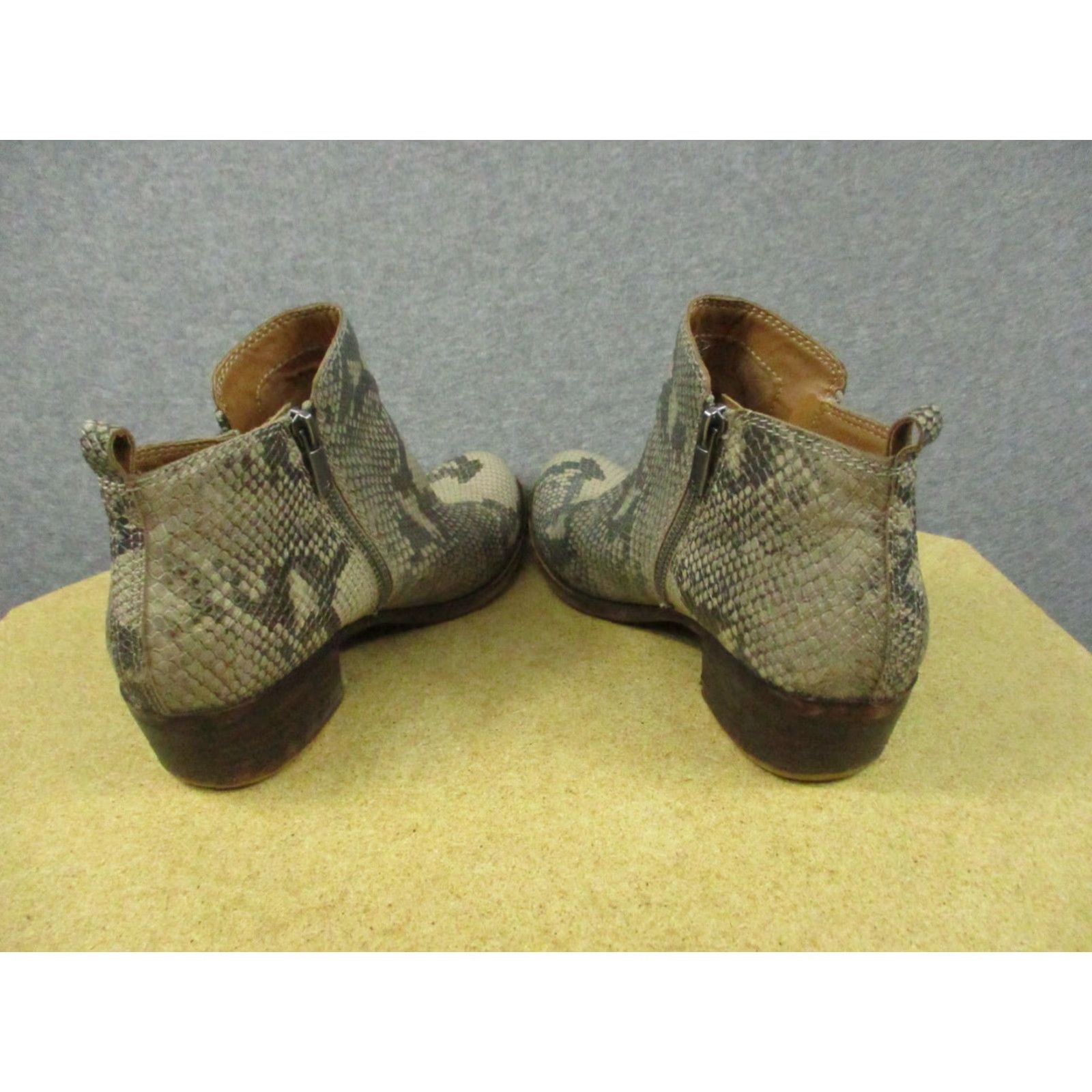 Lucky Brand Lucky Brand Snakeskin Python Zipper Ankle Boots 8.5 M Womens Tan Leather Upper Block Heel Size US 9 / IT 39 - 4 Thumbnail