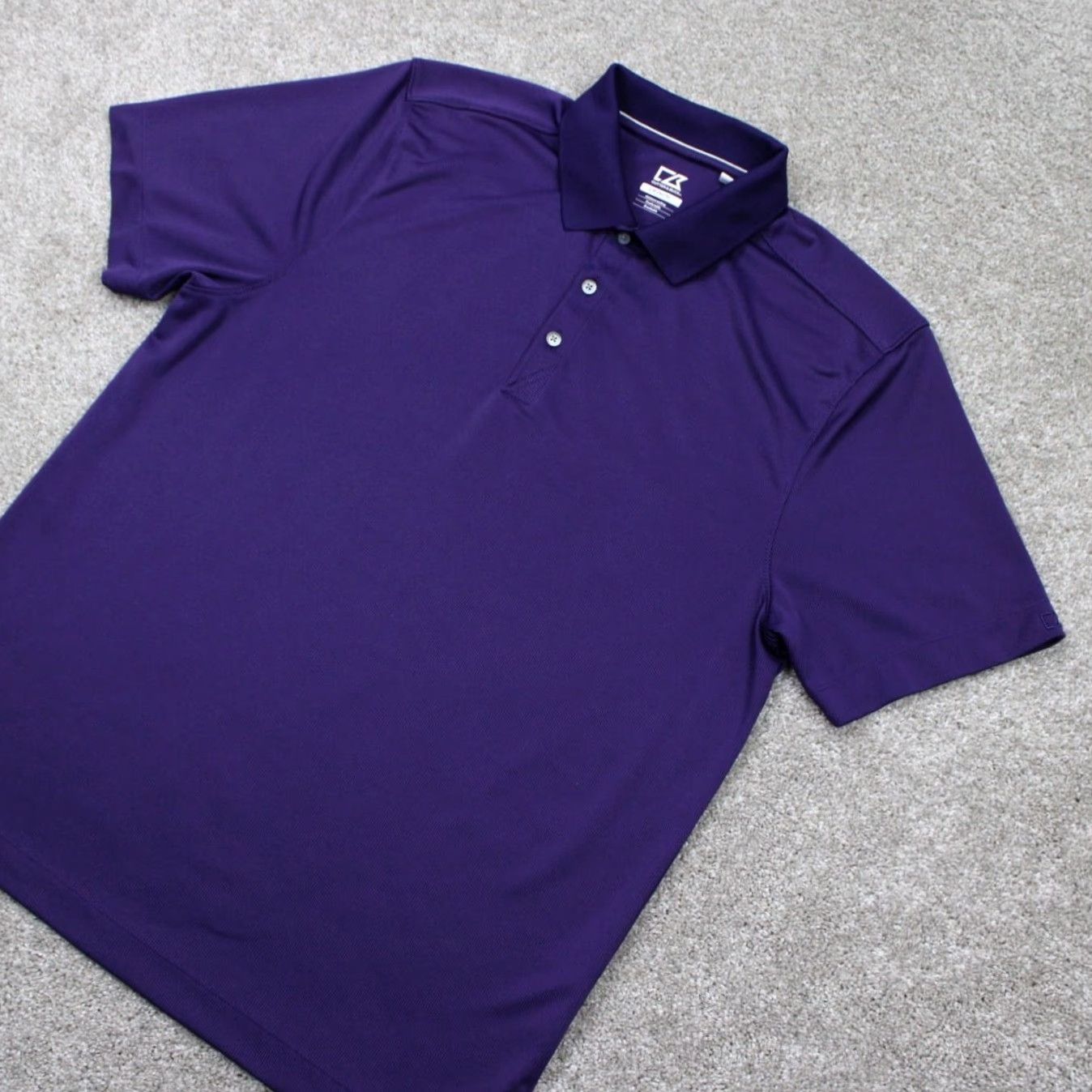 Cutter & Buck Cutter & Buck Polo Shirt Mens Large CB DryTec Purple Short Sleeve Polyester Blend Shirt Size US L / EU 52-54 / 3 - 3 Thumbnail