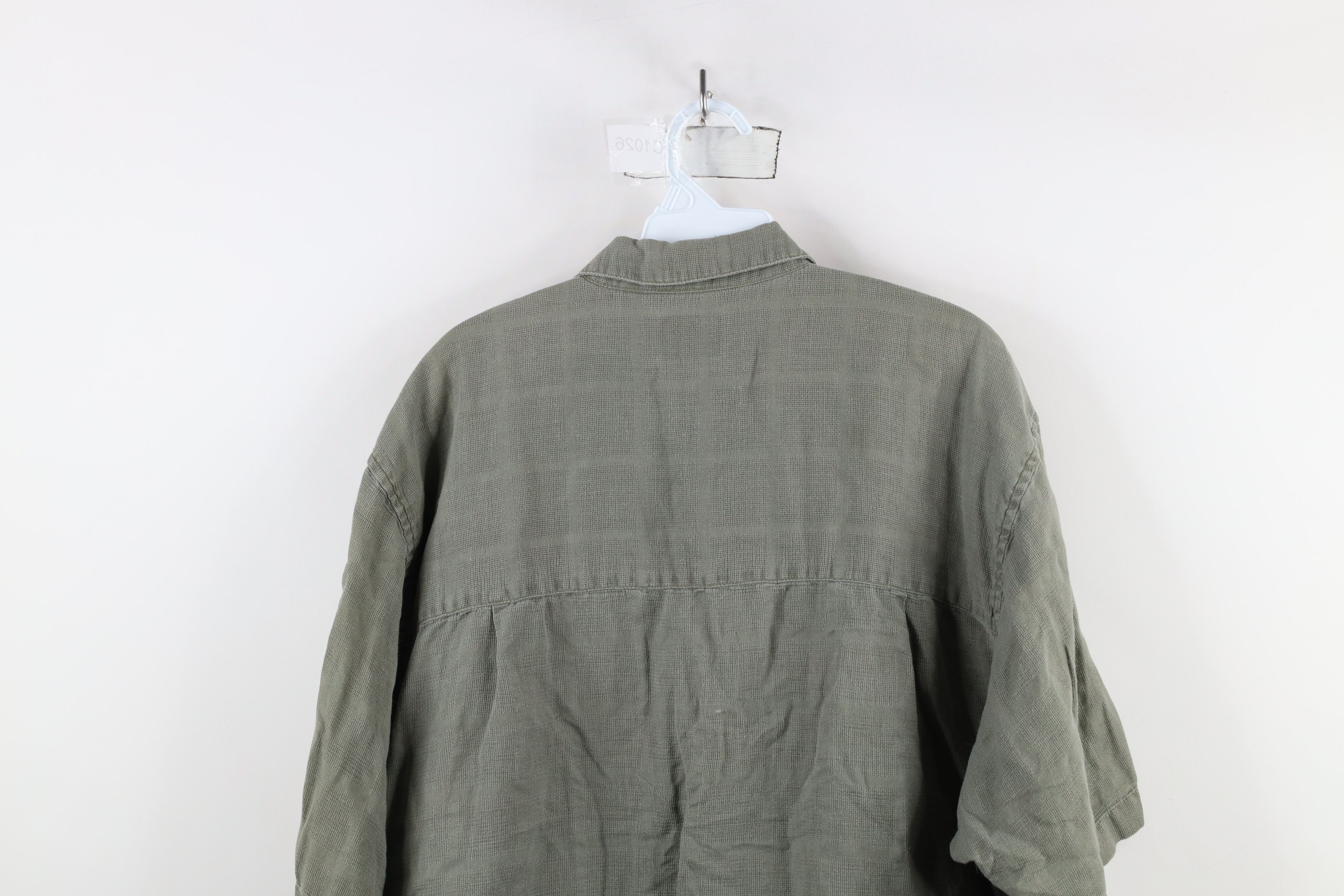 Vintage Vintage 90s Streetwear Weave Collared Button Shirt Green Size US XL / EU 56 / 4 - 10 Thumbnail