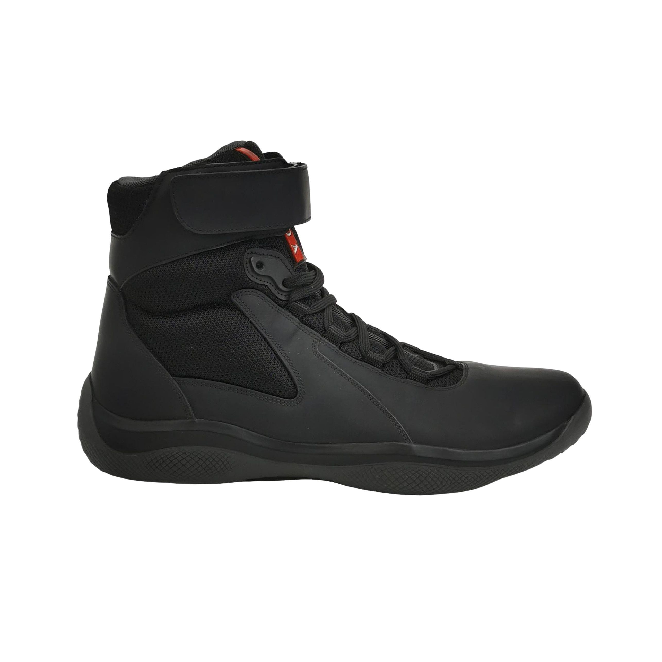 Prada Prada Black Leather Hi-Top Sneakers EU 41.5 Size US 8 / EU 41 - 1 Thumbnail
