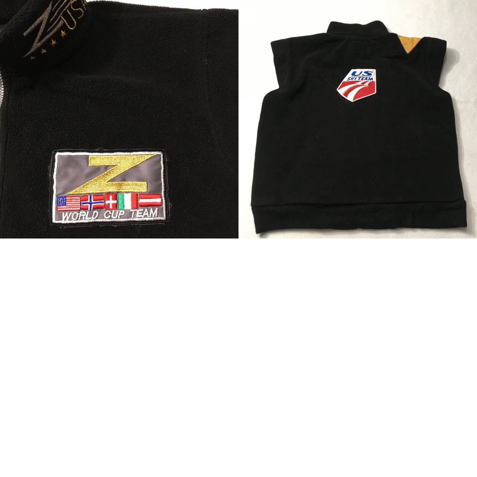 Vintage zah-buu US Ski Team Vest Zip Up Leather Shoulder Medium Black Patch Size US M / EU 48-50 / 2 - 9 Thumbnail