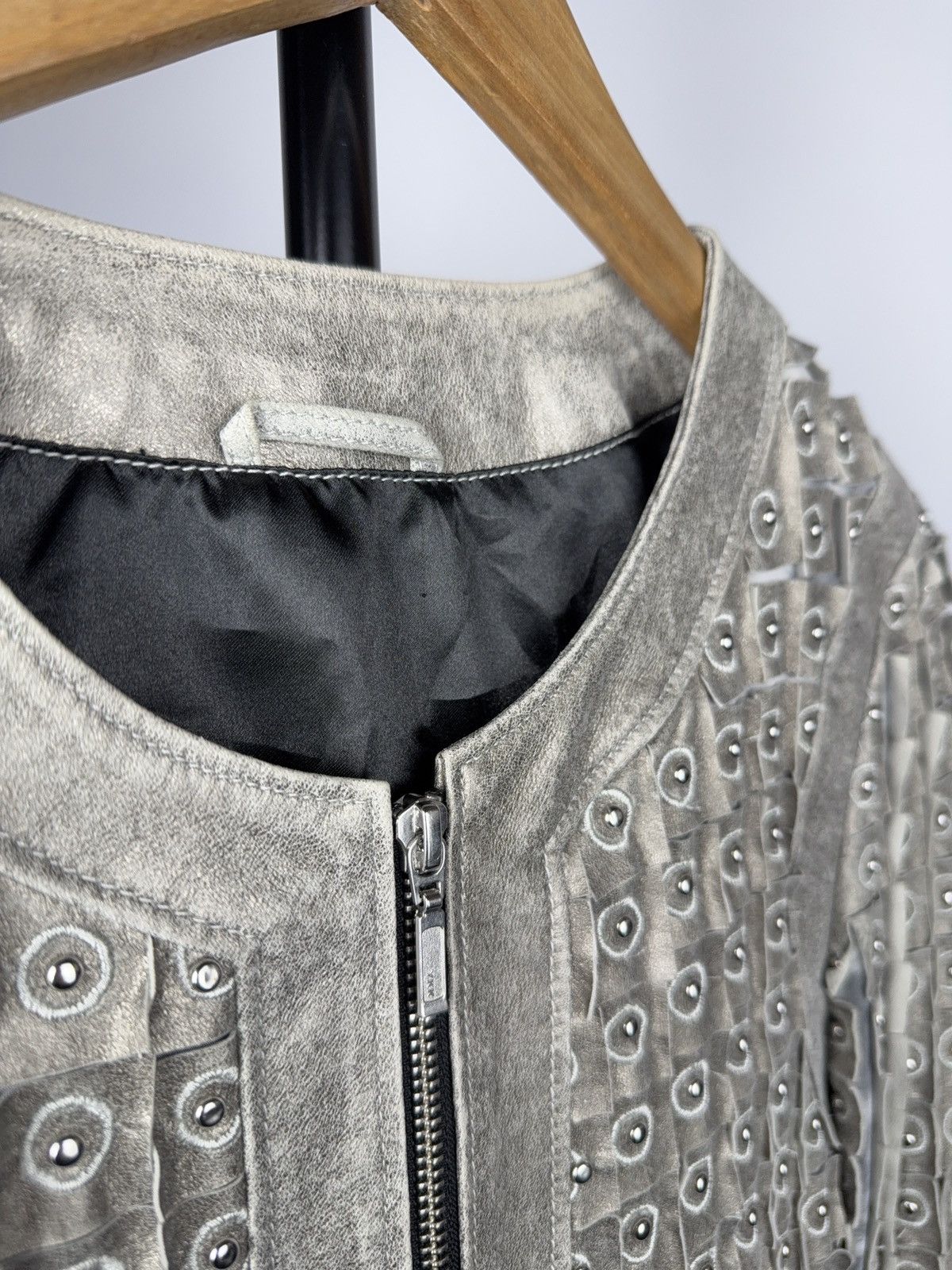 Japanese Brand 00s MANEBO Studded Leather Moto Jacket with Grommet Panels S Size S / US 4 / IT 40 - 6 Thumbnail