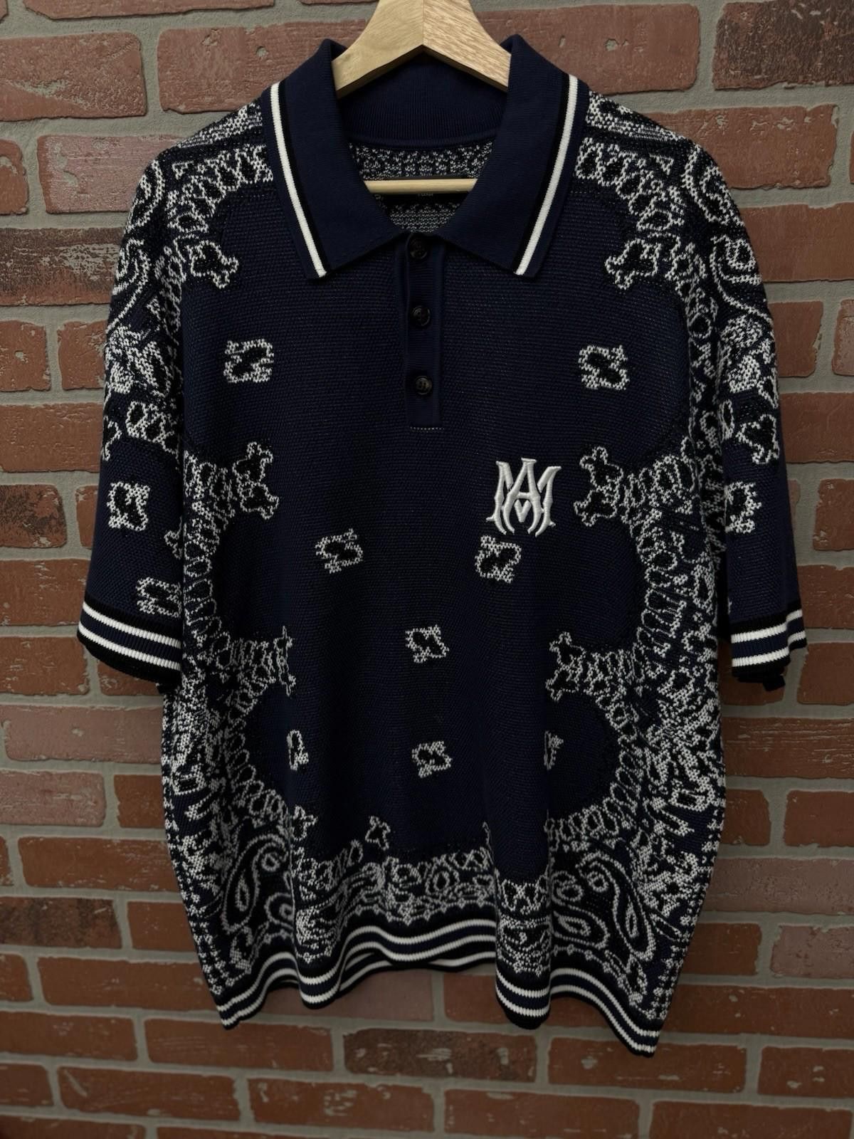 Amiri Amiri Bandana Short Sleeve Polo Shirt Blue Dress Style XL Size US XL / EU 56 / 4 - 2 Thumbnail