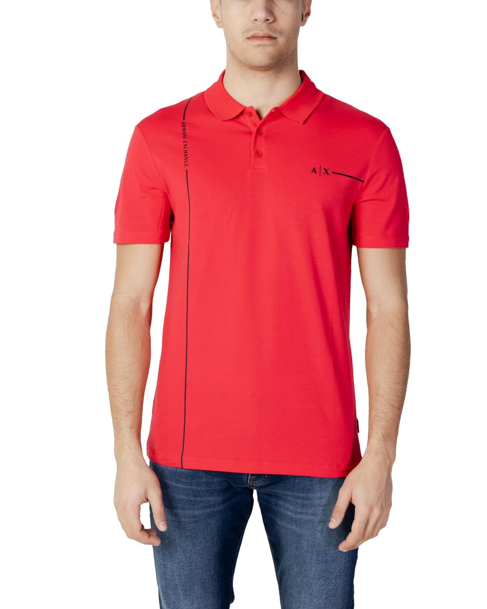 image of Armani Exchange Plain Polo Shirt in Red, Men's (Size XL)