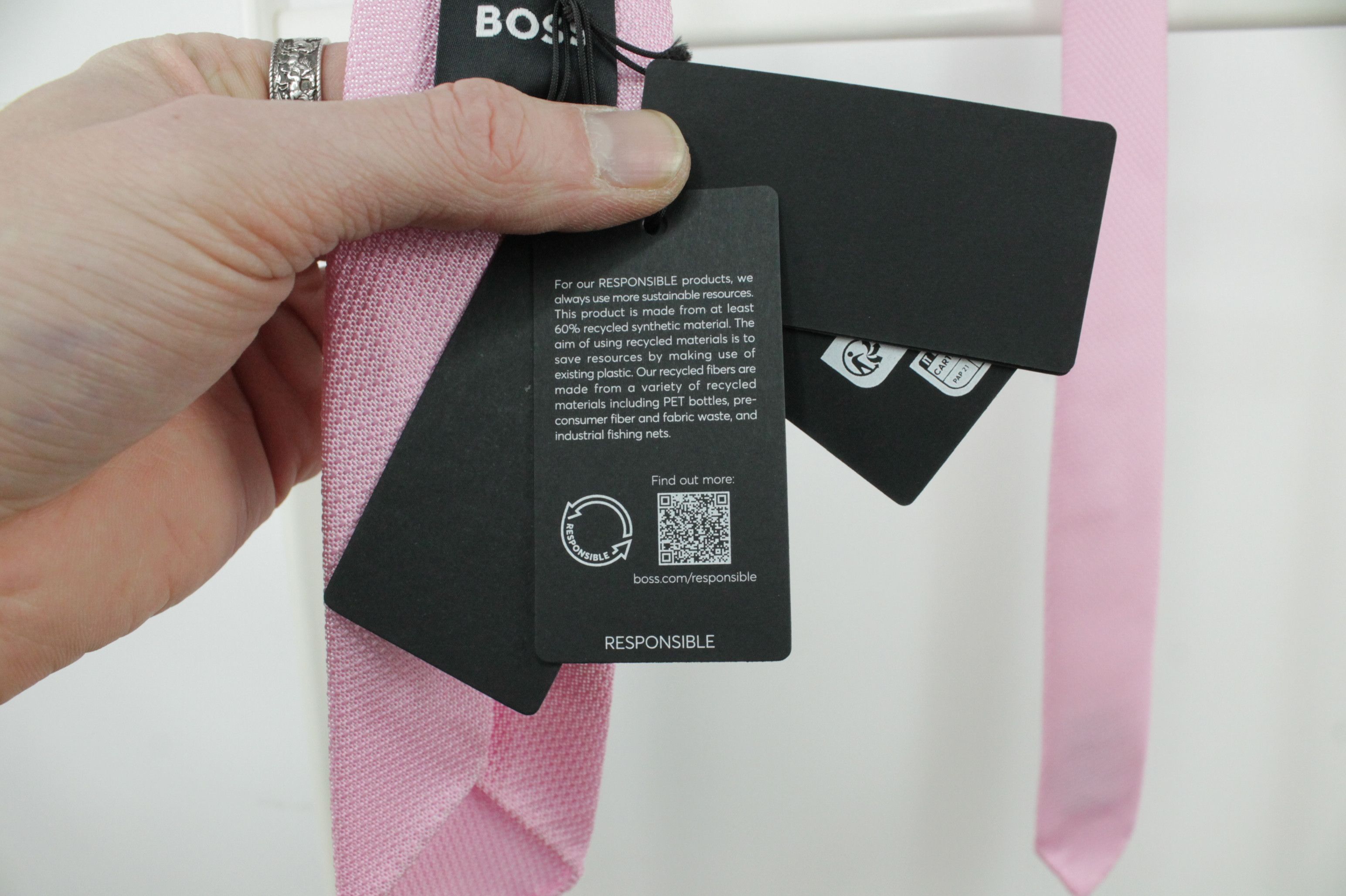 Hugo Boss Hugo Boss Soft Wrinkle free Jacquard Structure Pink Tie Size ONE SIZE - 4 Thumbnail