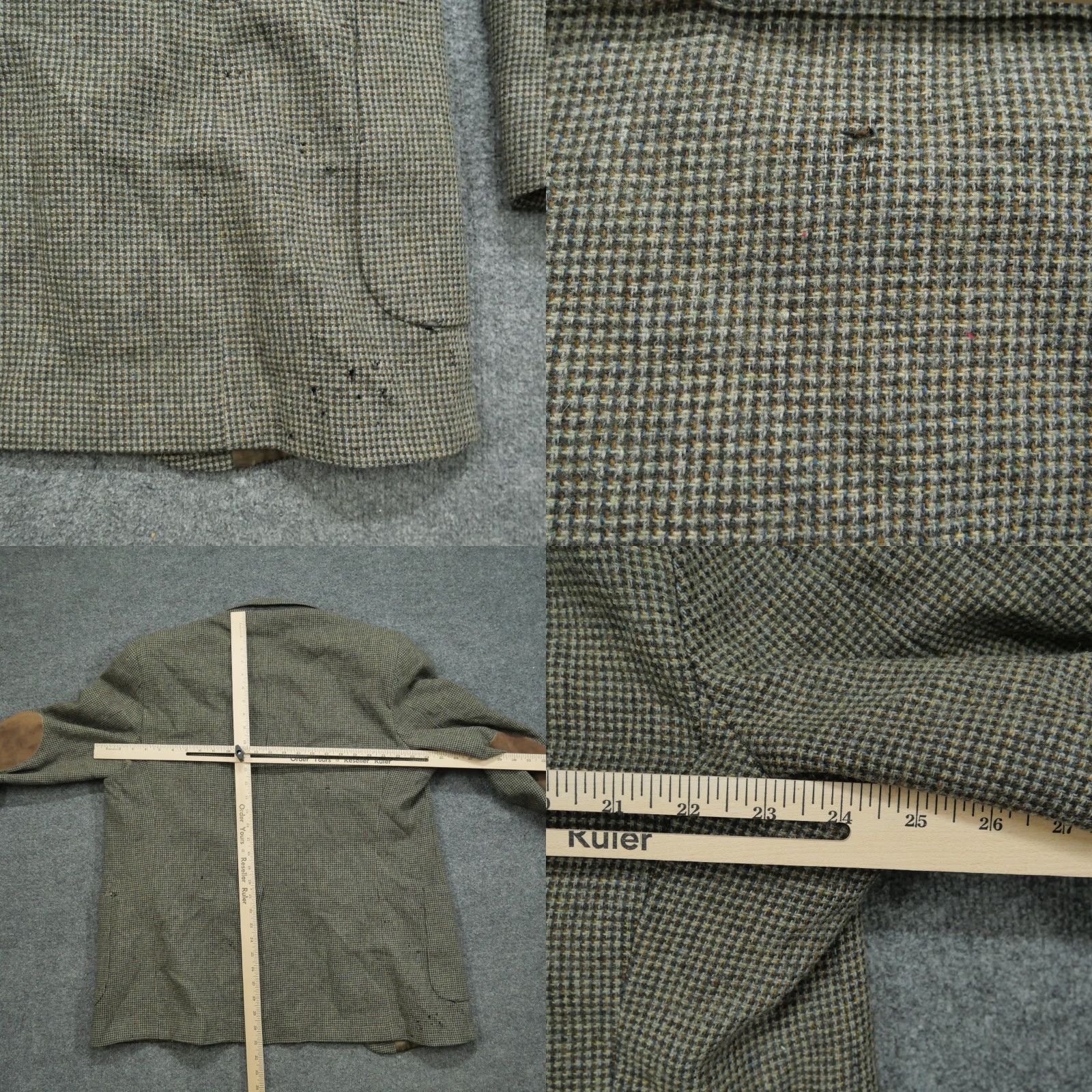 Vintage VINTAGE Hunt Valley Blazer Jacket Mens 44L 44 Long Brown Tweed Houndstooth Wool Size 44R - 9 Thumbnail