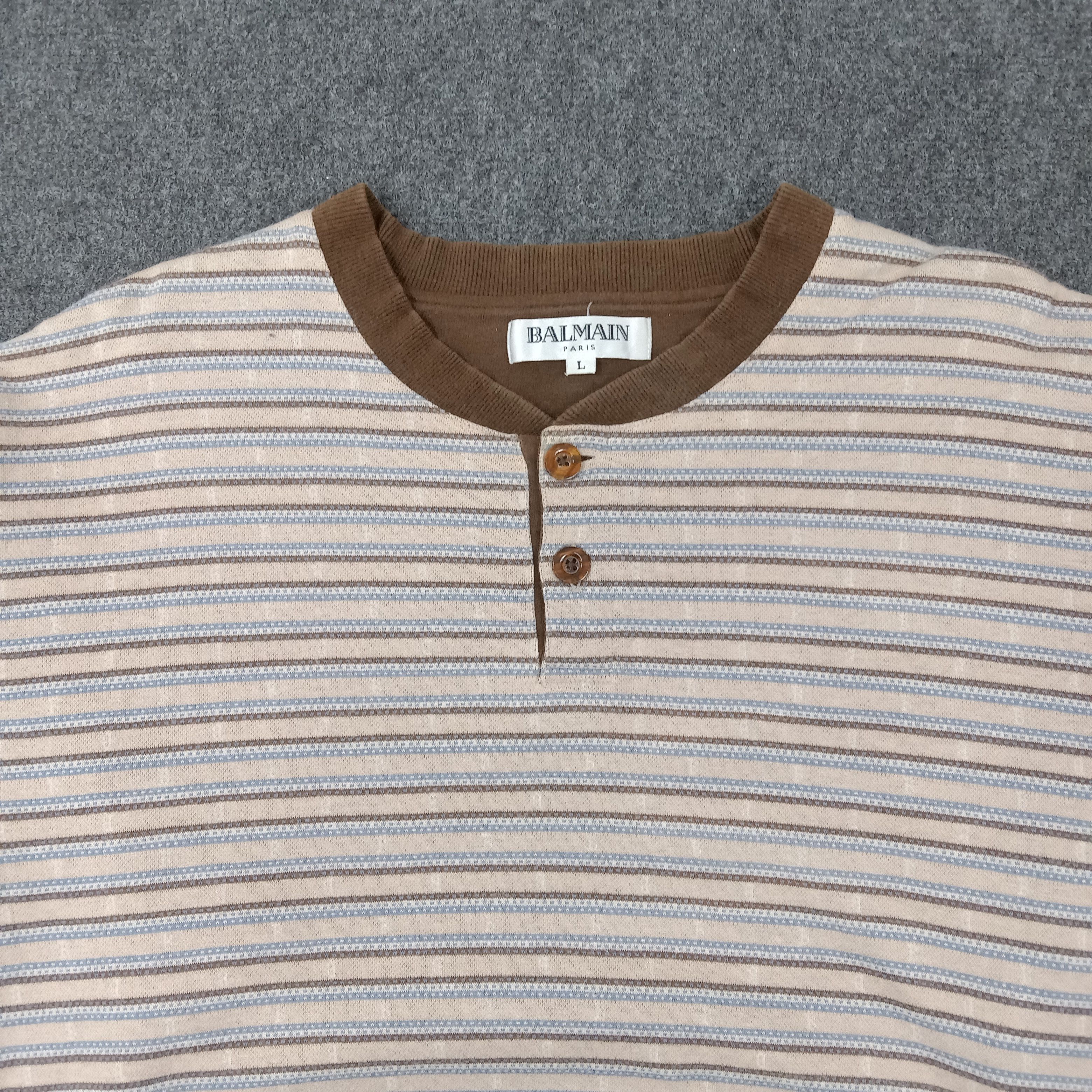 Balmain × Vintage Balmain Paris Stripes Button Sweatshirt Size US M / EU 48-50 / 2 - 2 Thumbnail