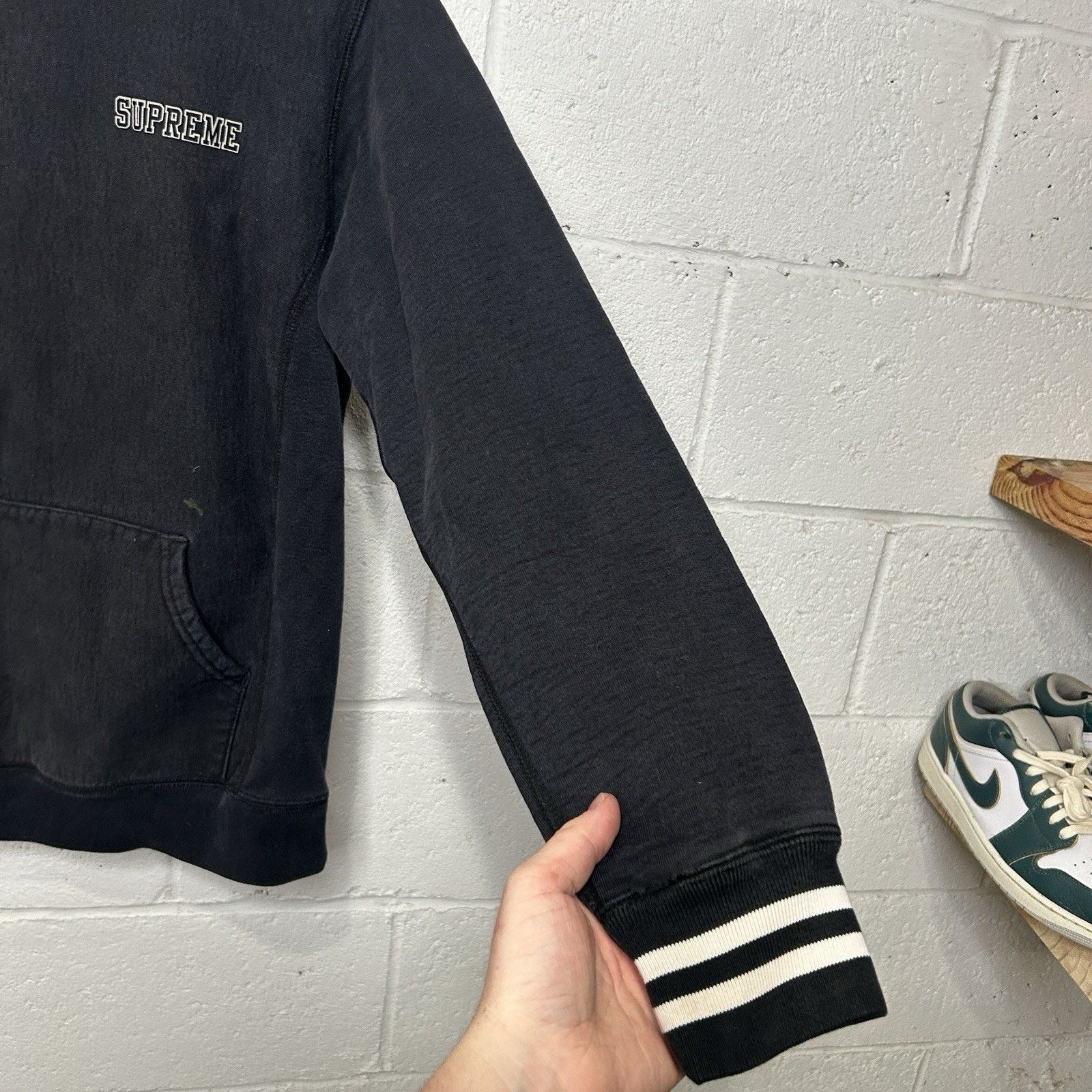 Supreme Supreme Black Embroidered Pullover Striped Hoodie “Black” Size US M / EU 48-50 / 2 - 5 Thumbnail