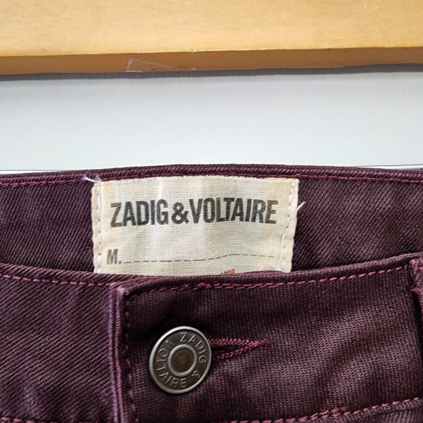 Zadig & Voltaire Zadig Voltaire Pants Womens 28x28 Burgundy Darkside Frayed Split Hems Size 28" / US 6 / IT 42 - 3 Thumbnail