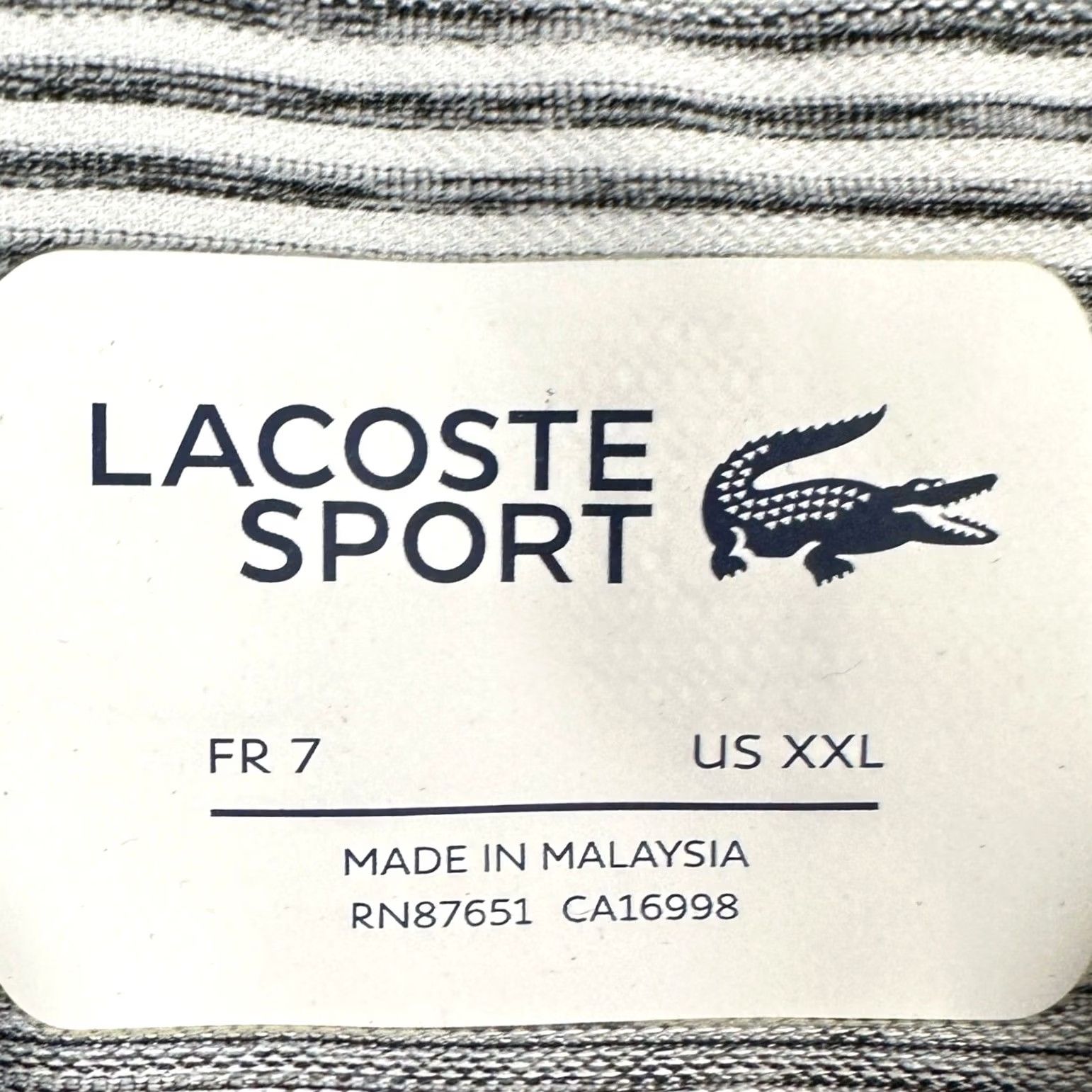 Lacoste Lacoste Sport Polo Shirt Mens 2XL Gray White Striped Tournament Logo Short Sleeve Sportswear (GOLF) Size US XXL / EU 58 / 5 - 4 Thumbnail