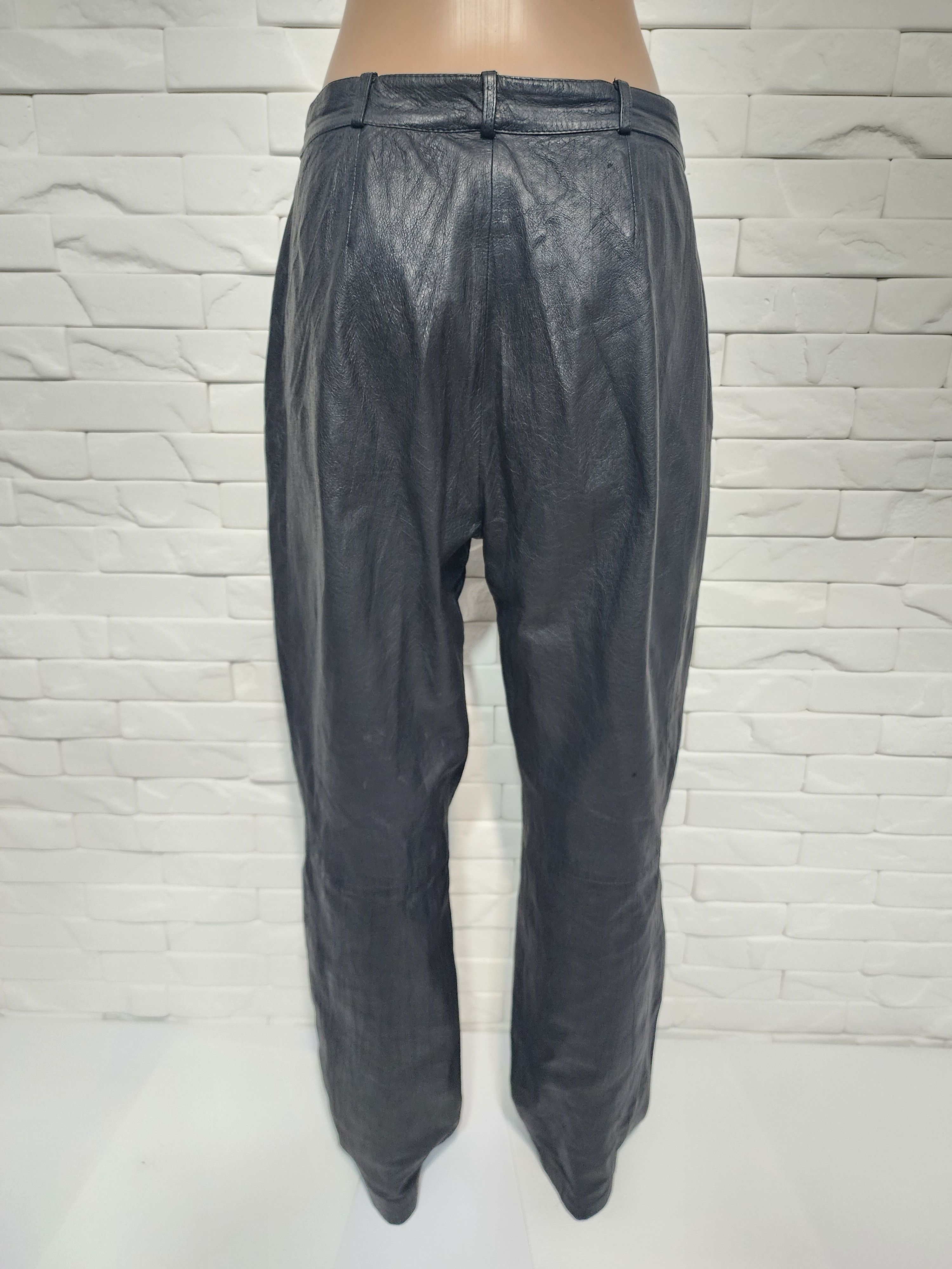 Genuine Leather Vintage Black Leather Pants: Men's Soft Leather Trousers Size US 29 - 5 Thumbnail