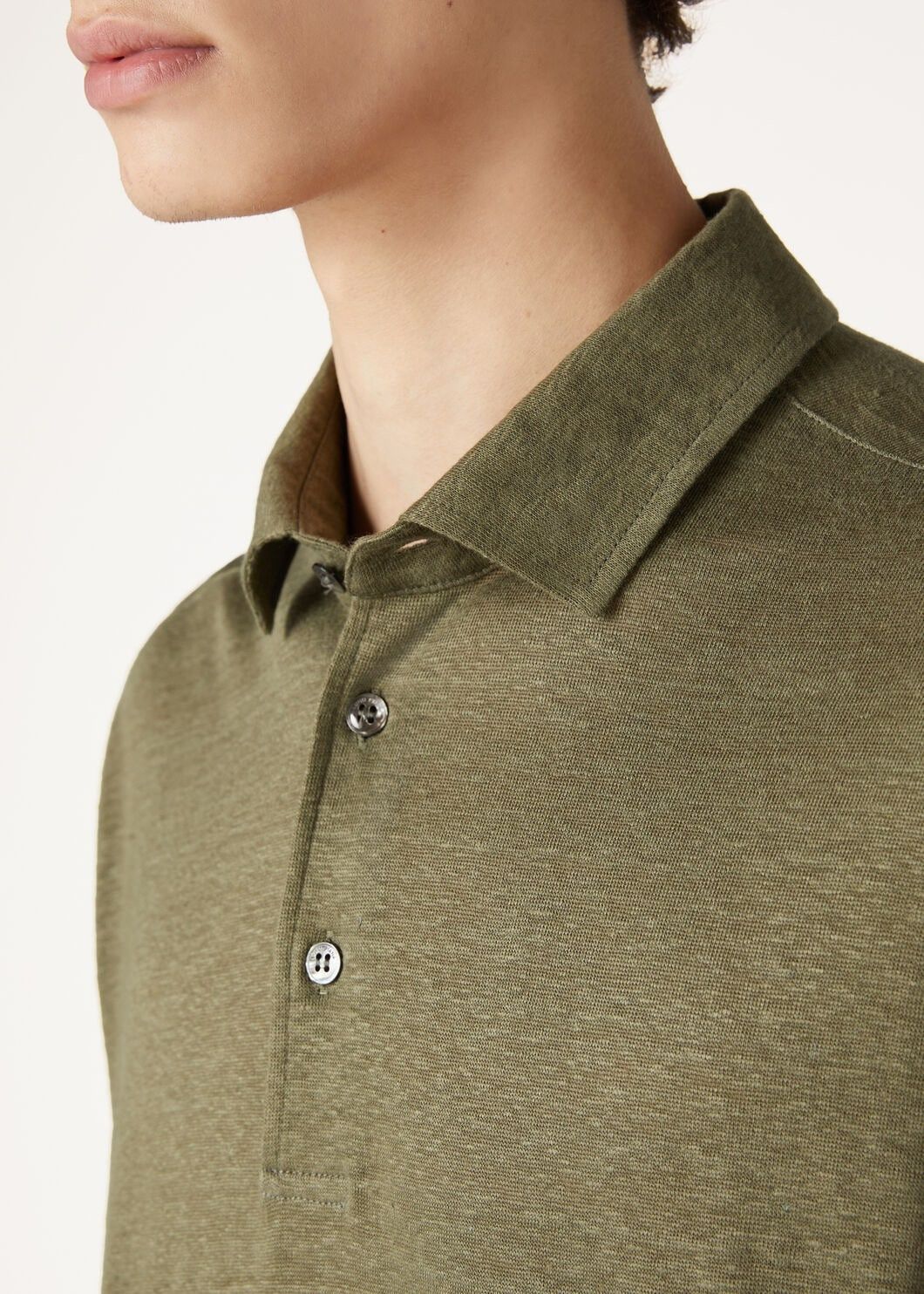 Loro Piana o1w1db10725 FAI1314 Linen Polo Shirt in Olive Size US XL / EU 56 / 4 - 4 Thumbnail