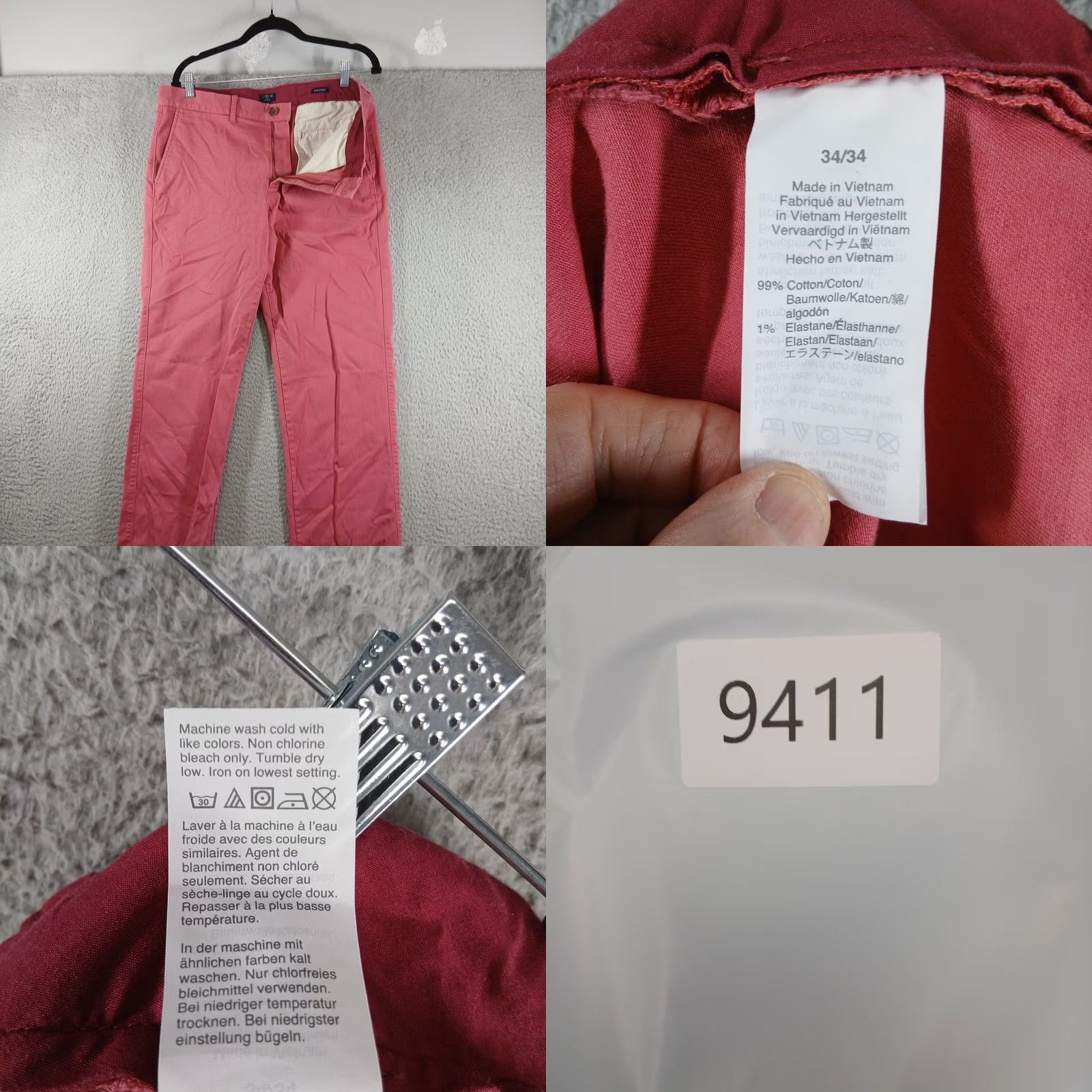 J.Crew J.Crew Mens Pants Flex Straight Chino Pink 34x34 Casual Business Slim Fit Size US 34 / EU 50 - 8 Thumbnail