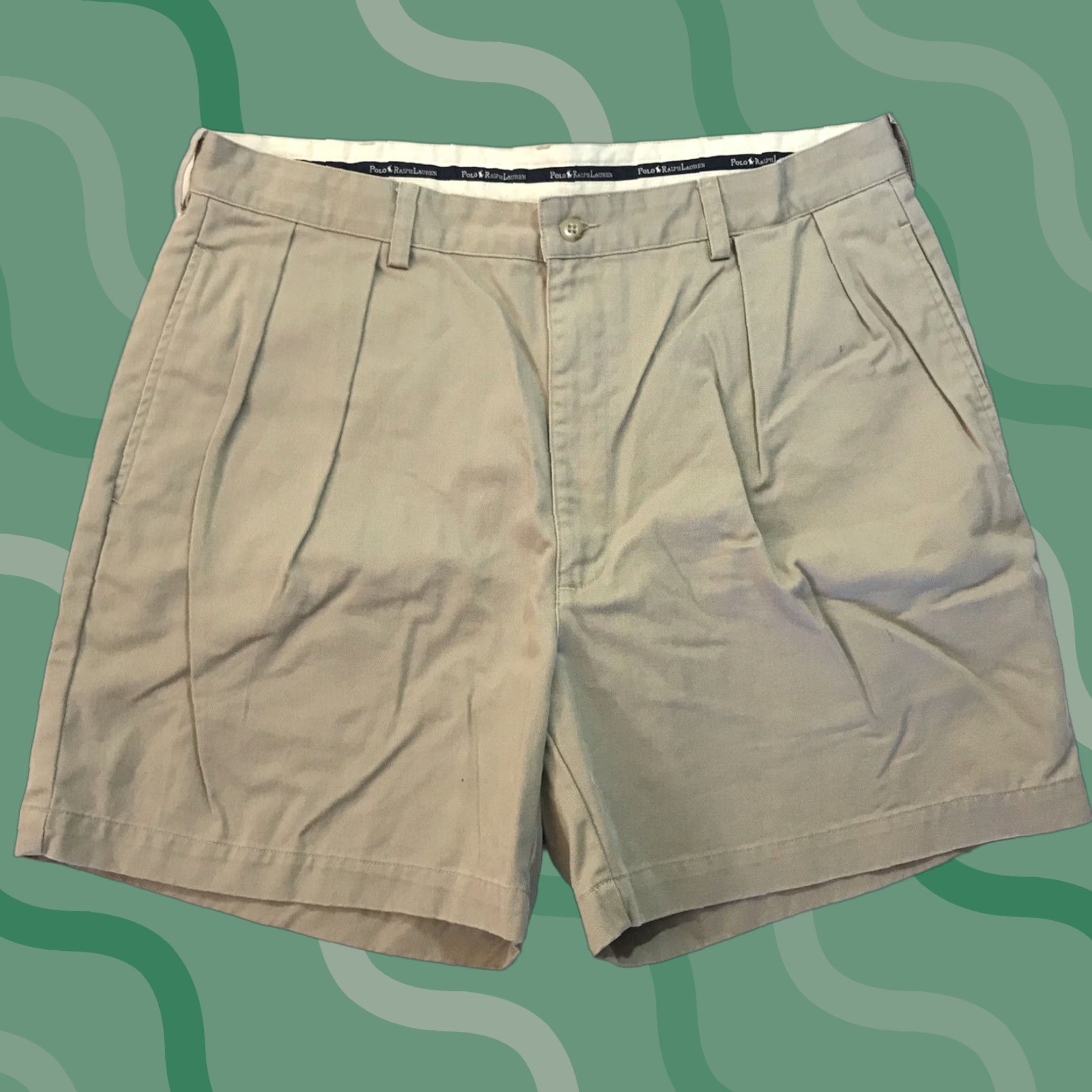 Polo Ralph Lauren VINTAGE Polo Ralph Lauren Chino Shorts 36 Beige Pleated Outdoor Sports Mens Size US M / EU 48-50 / 2 - 1 Thumbnail