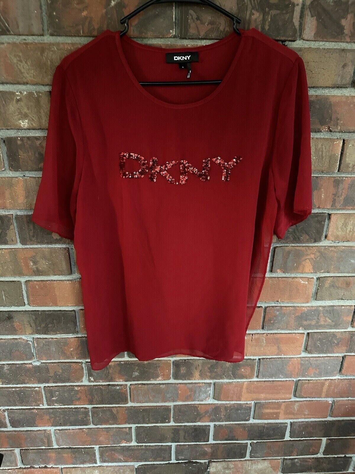 DKNY Women's Blouse DKNY Small Semisheer Logo Red Size S / US 4 / IT 40 - 2 Thumbnail
