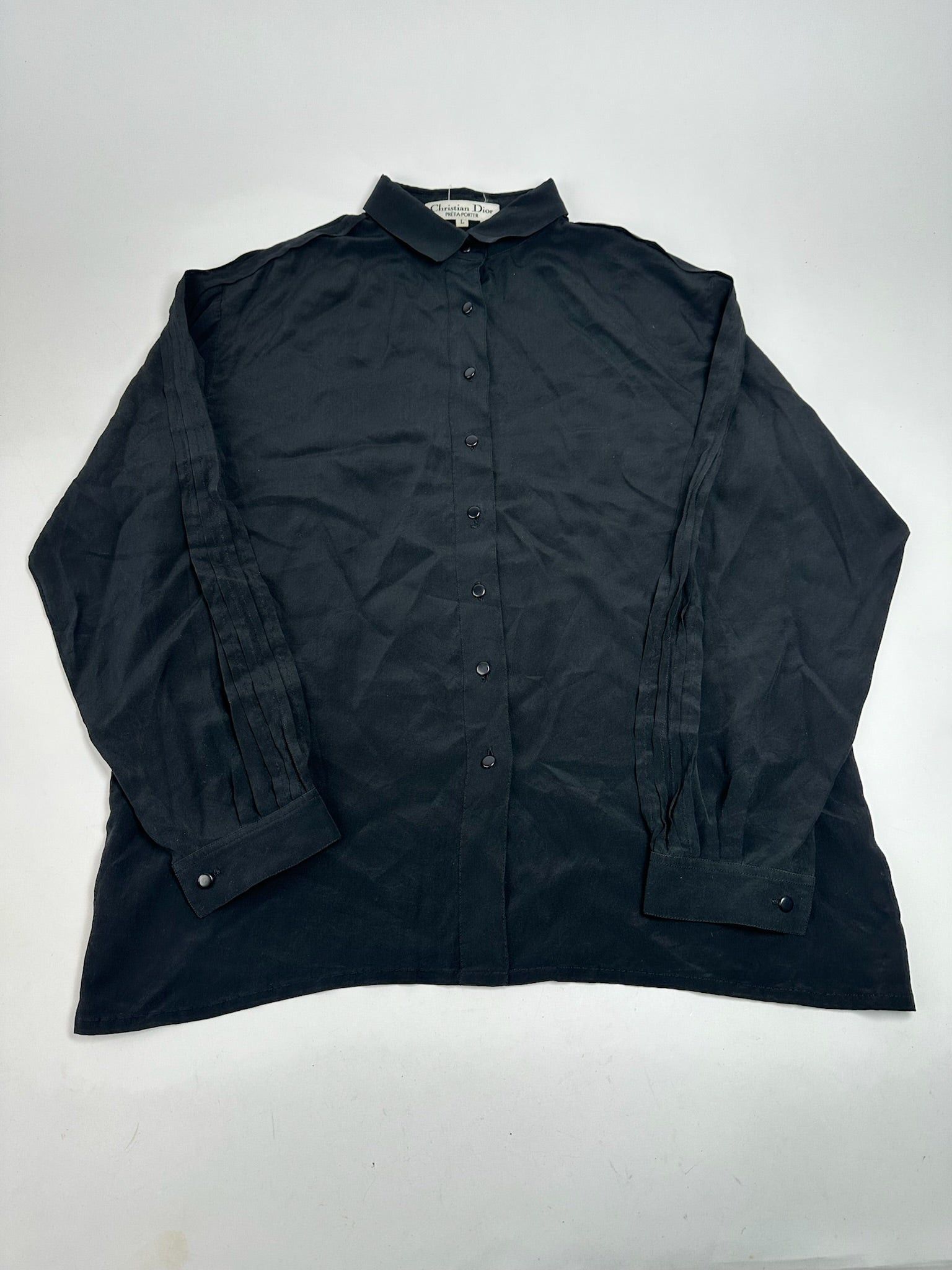 Dior Vintage Silk Shirt Black M Size L / US 10 / IT 46 - 1 Thumbnail